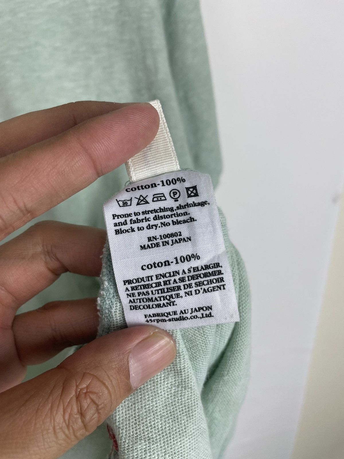 45rpm × Japanese Brand 45rpm Japan Slub Cotton Tee | Seafoam | Sz 4 Size US M / EU 48-50 / 2 - 9 Thumbnail