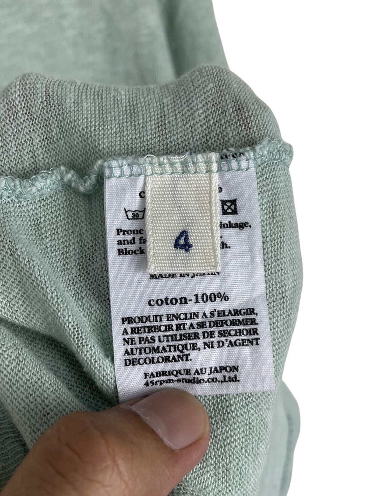 45rpm × Japanese Brand 45rpm Japan Slub Cotton Tee | Seafoam | Sz 4 Size US M / EU 48-50 / 2 - 7 Thumbnail