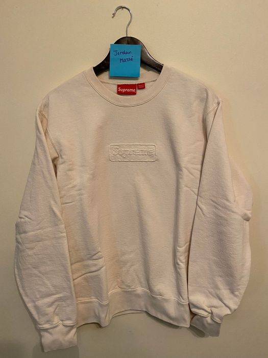 Supreme cutout logo crewneck hot sale natural