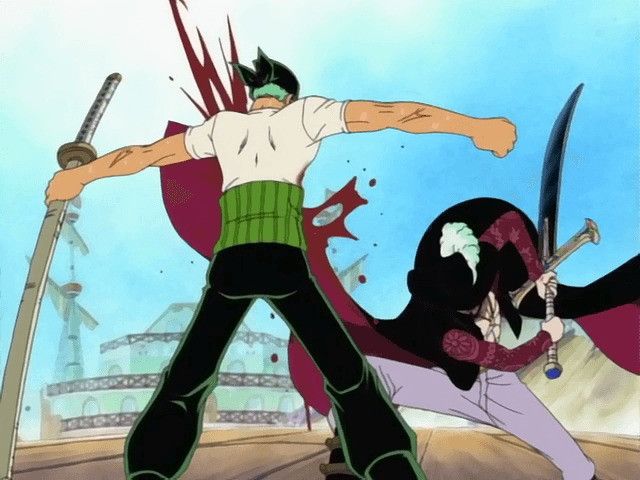 One Piece Anime One Piece Roronoa Zoro vs Mihawk tshirt comic scene Size US S / EU 44-46 / 1 - 2 Thumbnail