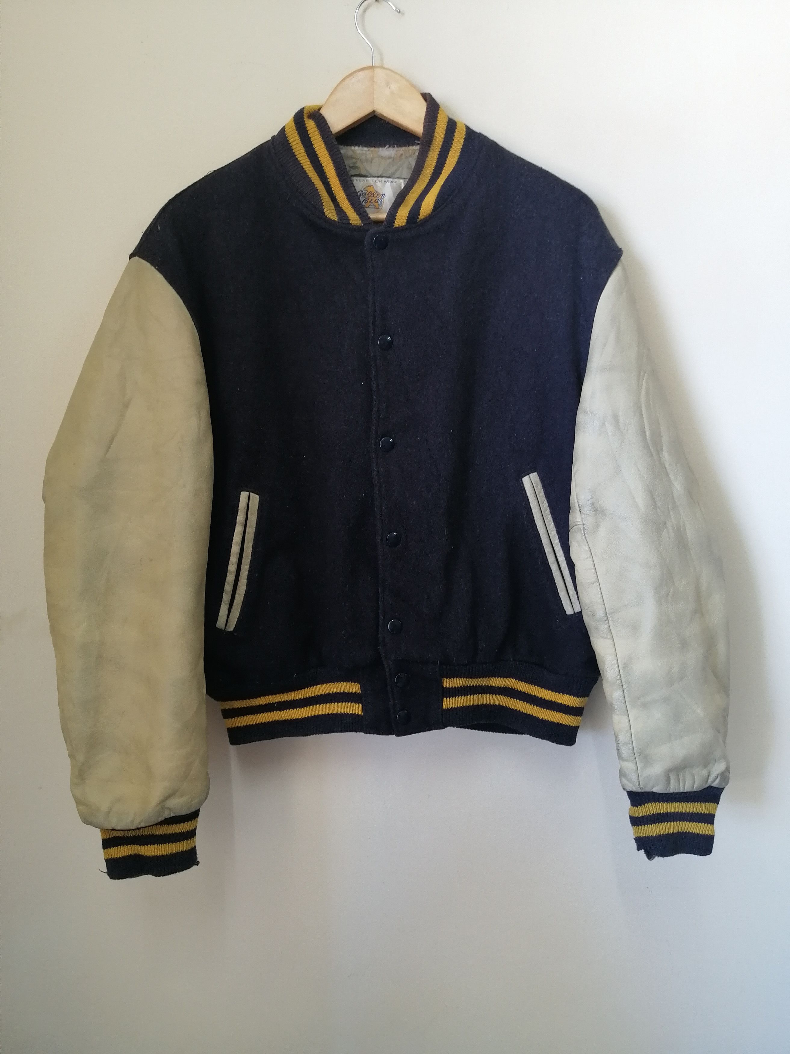 Vintage Golden Bear Vasity Jacket leather sleeve Size US L / EU 52-54 / 3 - 4 Thumbnail