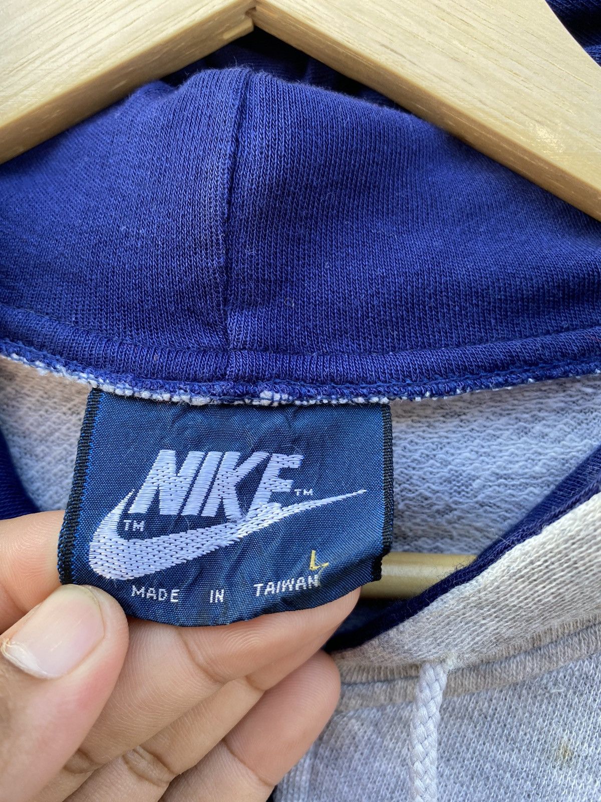 Nike × Vintage Vintage Nike swosh Blue Label hoodies Size US L / EU 52-54 / 3 - 7 Thumbnail