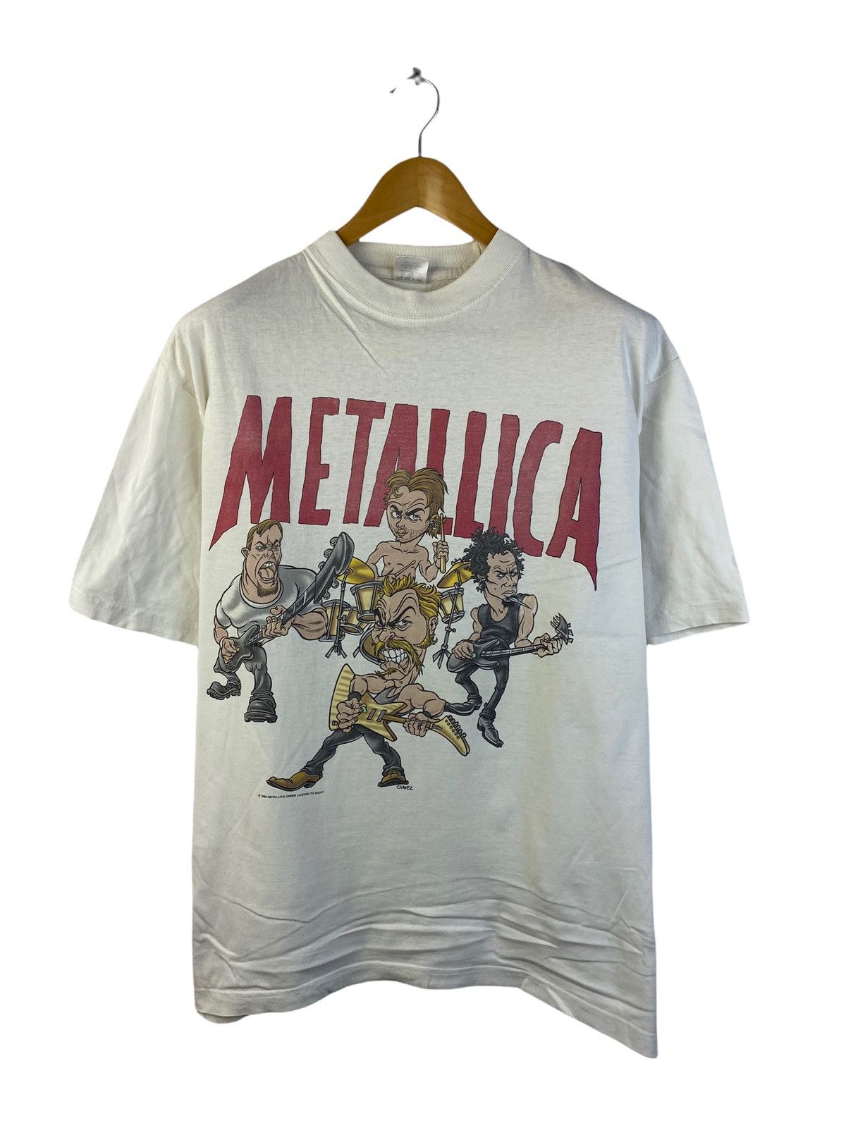 T-shirt Vintage Metallica Années 90 - Dessin Animé Caricature, Taille XL, Occasion Bon état