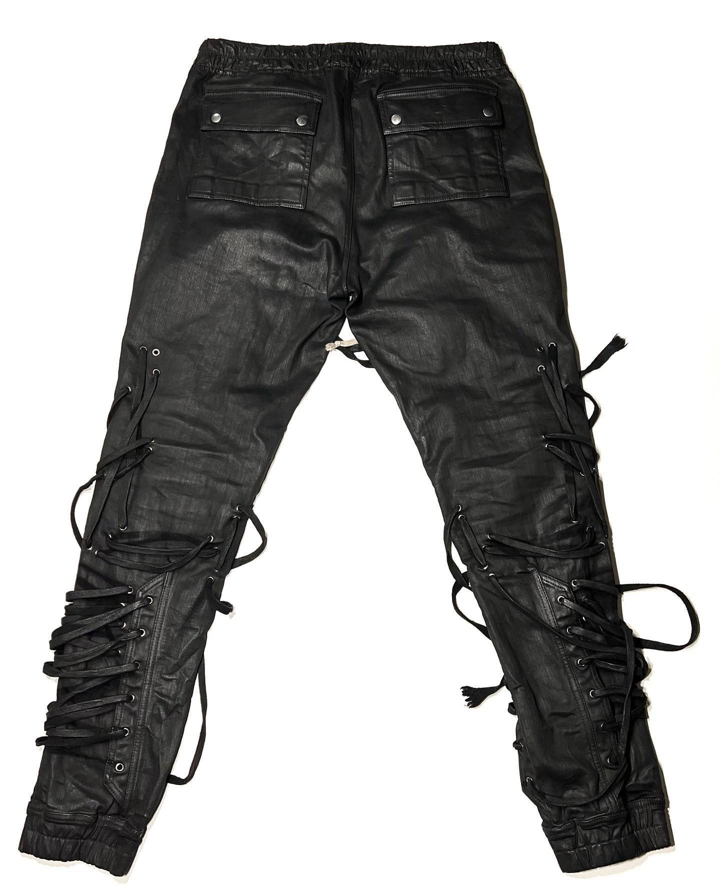 Rick Owens RICK OWENS SS20 TECUATL BLACK WAX MEGALACE THOMAS JOGGERS |  Grailed