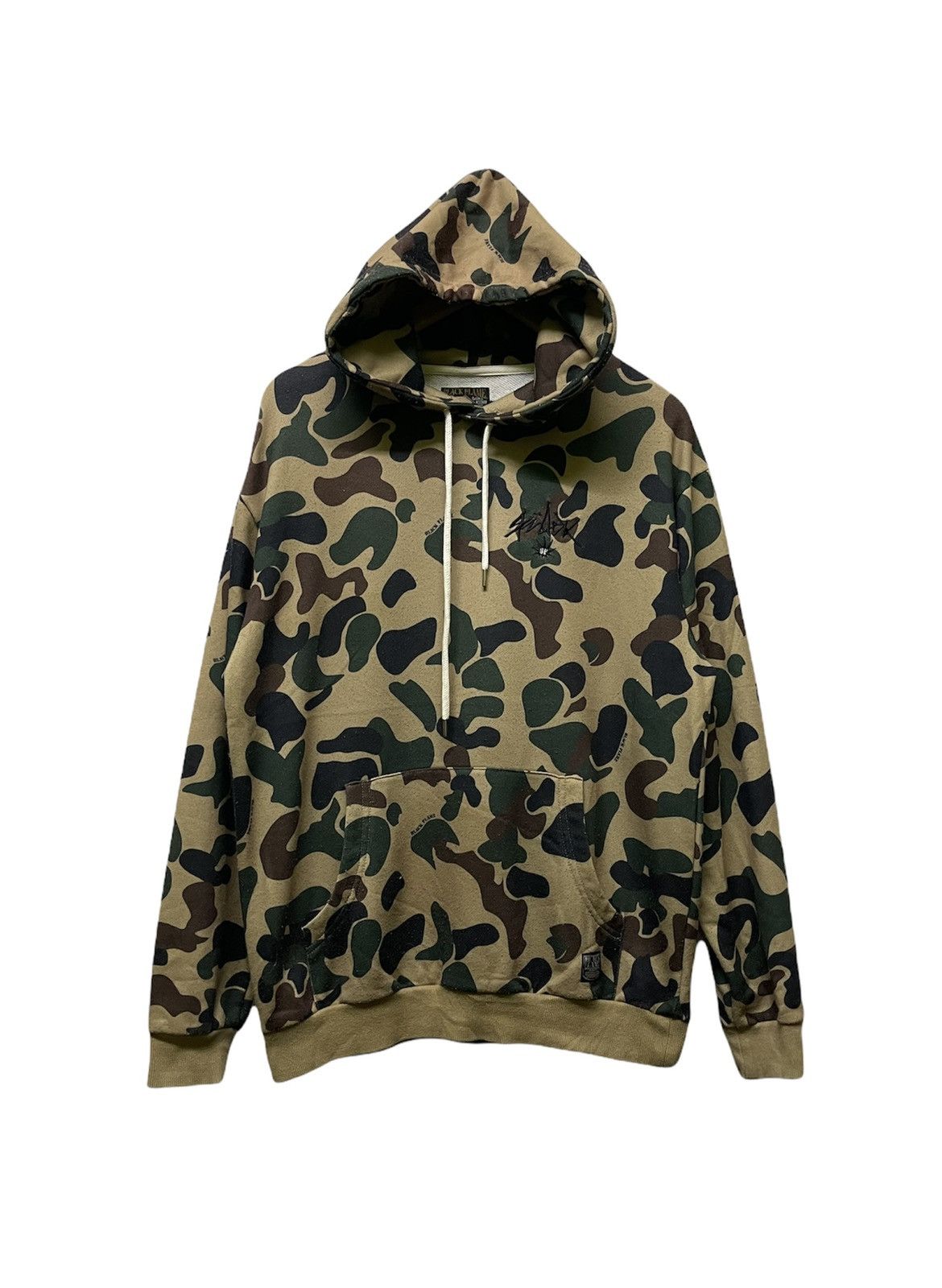 Japanese Brand × Vintage VINTAGE BLACK FLAME CAMO HOODIE SWEATSHIRT Size US M / EU 48-50 / 2 - 1 Thumbnail
