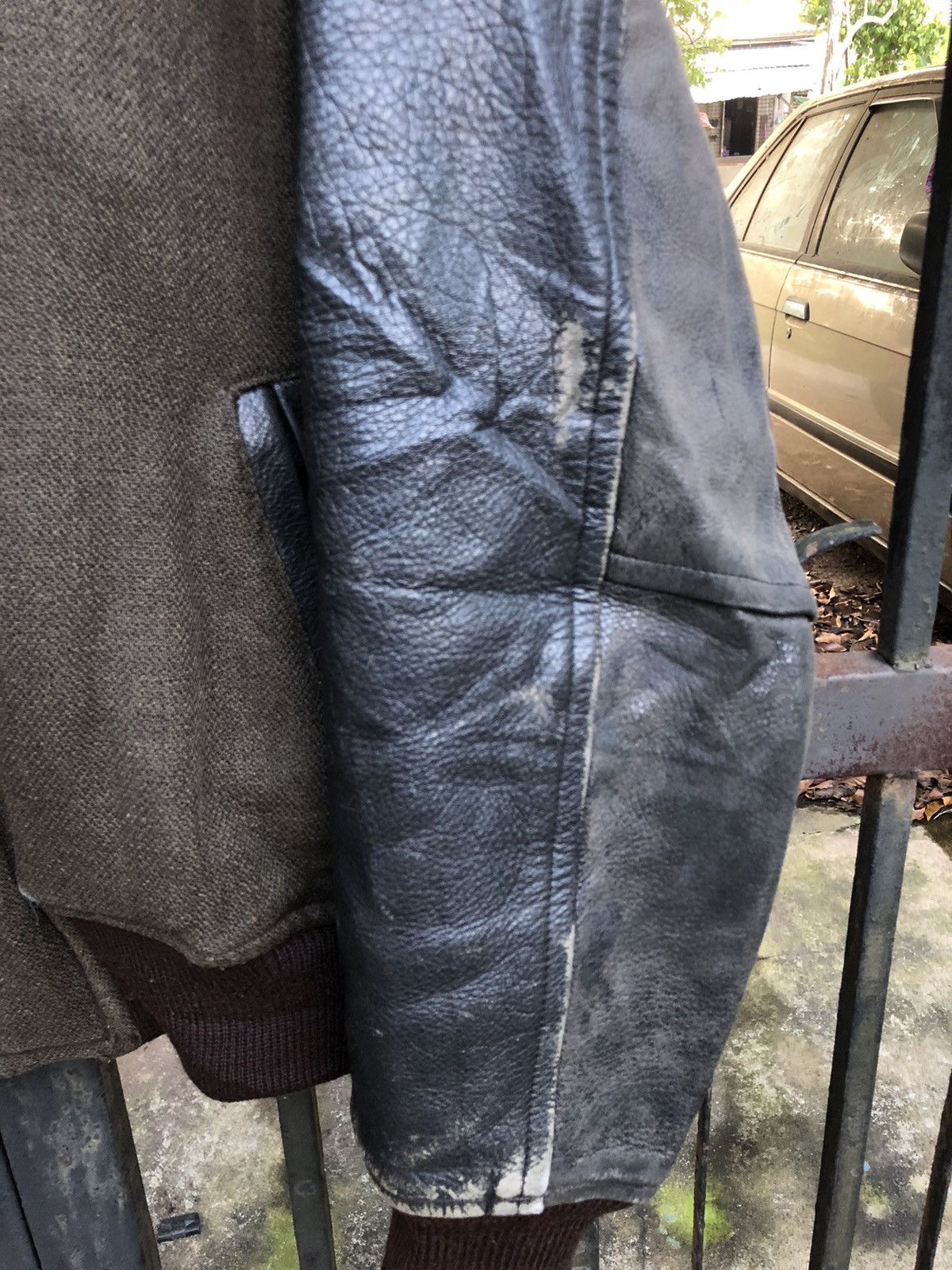 Japanese Brand × Yoshiyuki Konishi Rare Ficce Uomo by Yoshiyuki Konishi Leather Sleeved Jacket Size US M / EU 48-50 / 2 - 8 Thumbnail