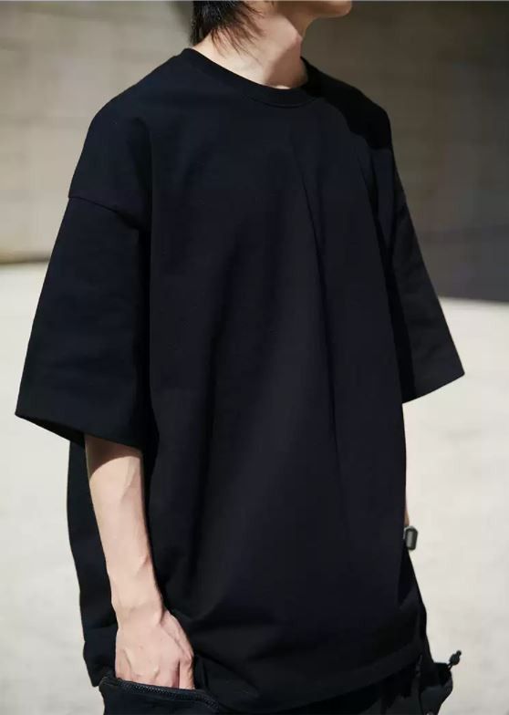 Pofree 360g Double Yarn Oversized Black Tee
