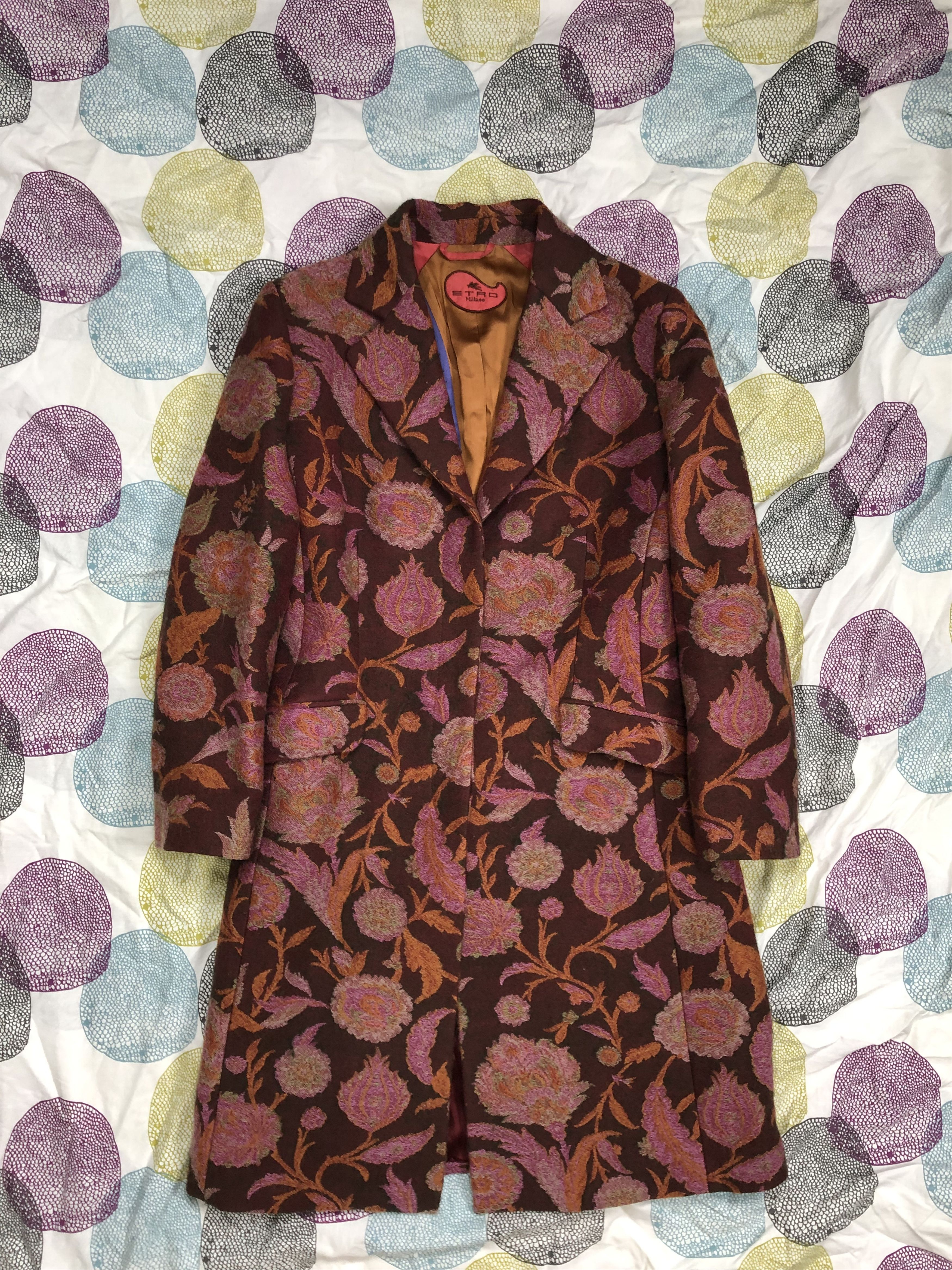 Etro Womens Etro Flowers Wool Coat Size 46/L Size US L / EU 52-54 / 3 - 3 Thumbnail