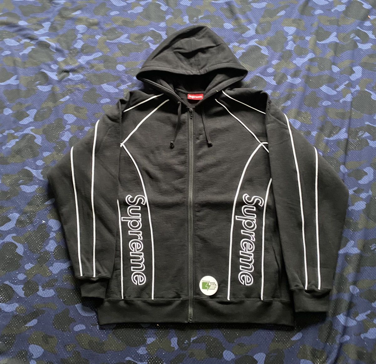 Supreme SUPREME TRACK PANELED ZIP UP HOODED SWEATSHIRT SIZE LARGE Grailed