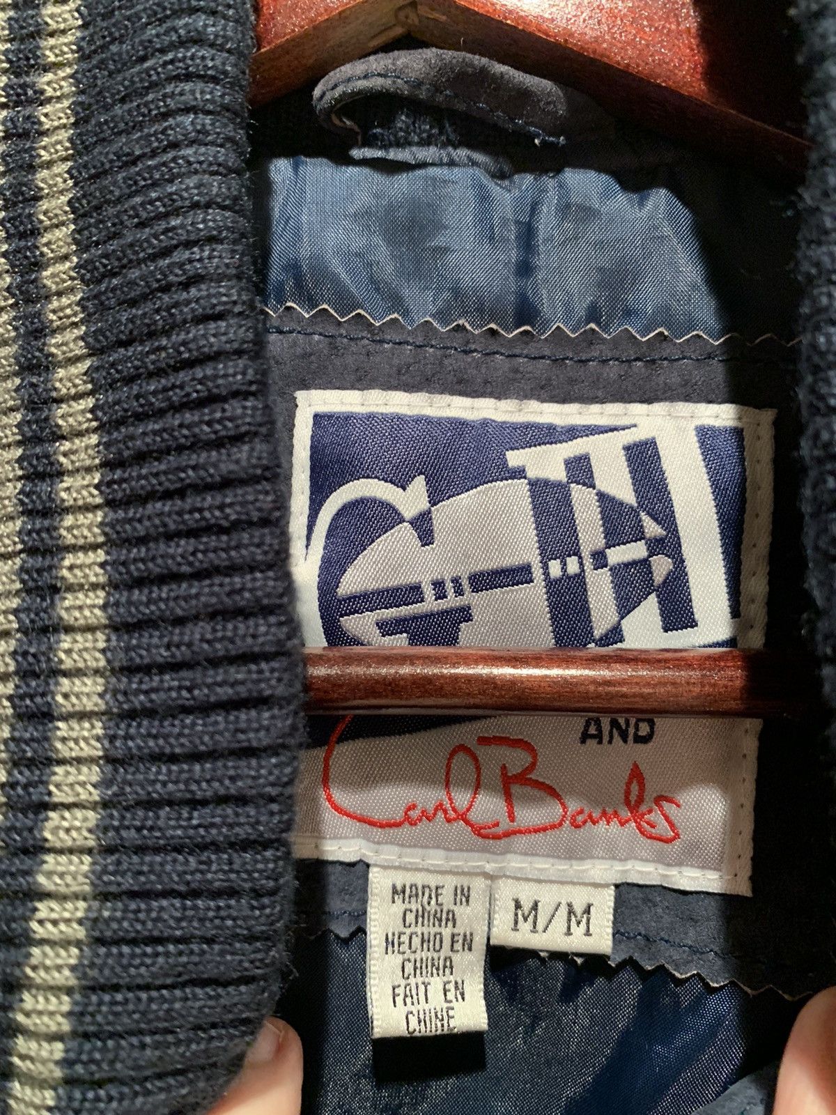 NFL × Vintage *RARE* Carl Banks Leather & Chenille Dallas Cowboys Jacket Size US M / EU 48-50 / 2 - 4 Thumbnail