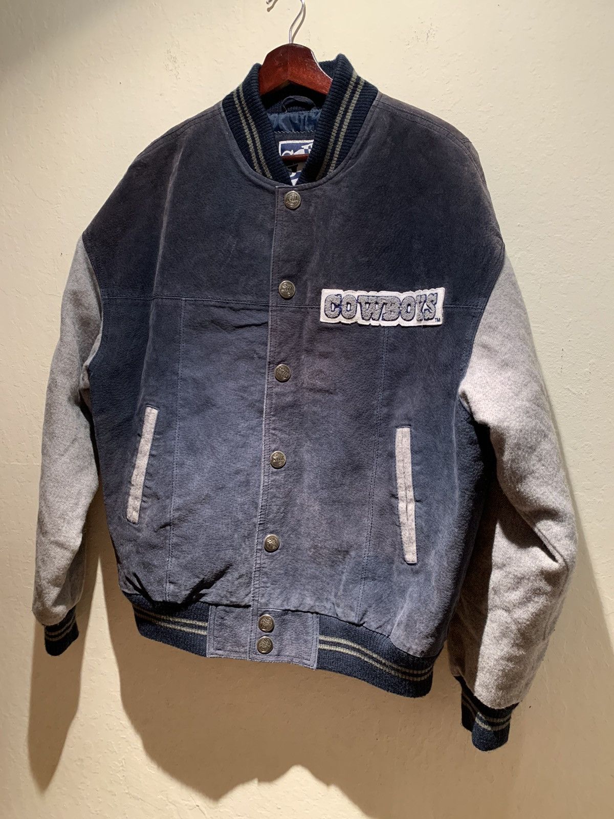 NFL × Vintage *RARE* Carl Banks Leather & Chenille Dallas Cowboys Jacket Size US M / EU 48-50 / 2 - 1 Thumbnail
