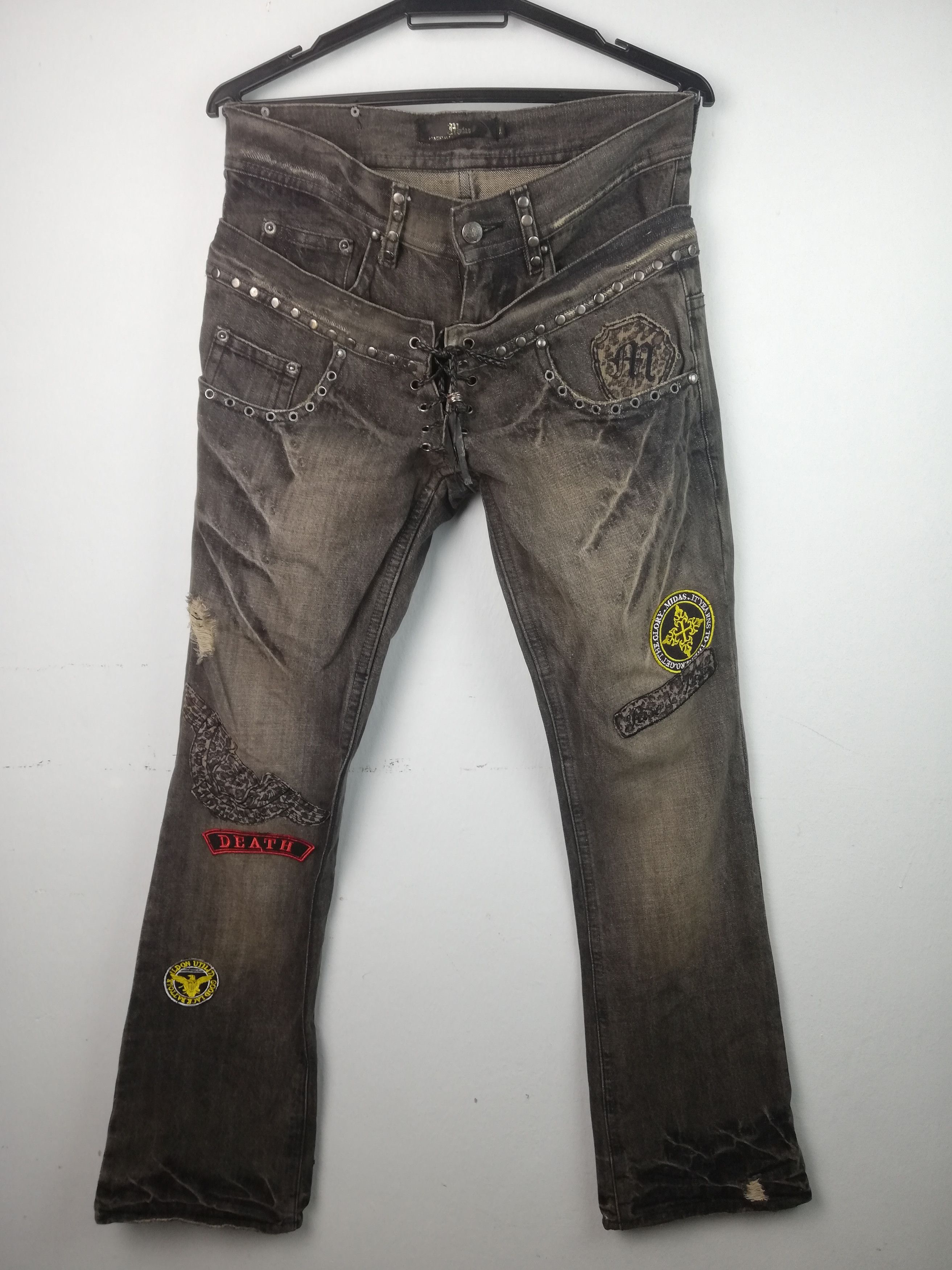 Distressed Denim Vintage Japan Midas Punk Double Waist Bondage Death ...