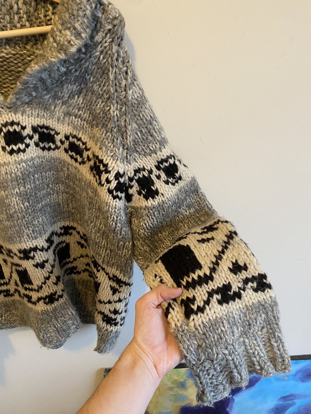 Vintage 1940s Cowichan Knit Hand Sweater Wool Canada Vtg True Size US M / EU 48-50 / 2 - 5 Thumbnail