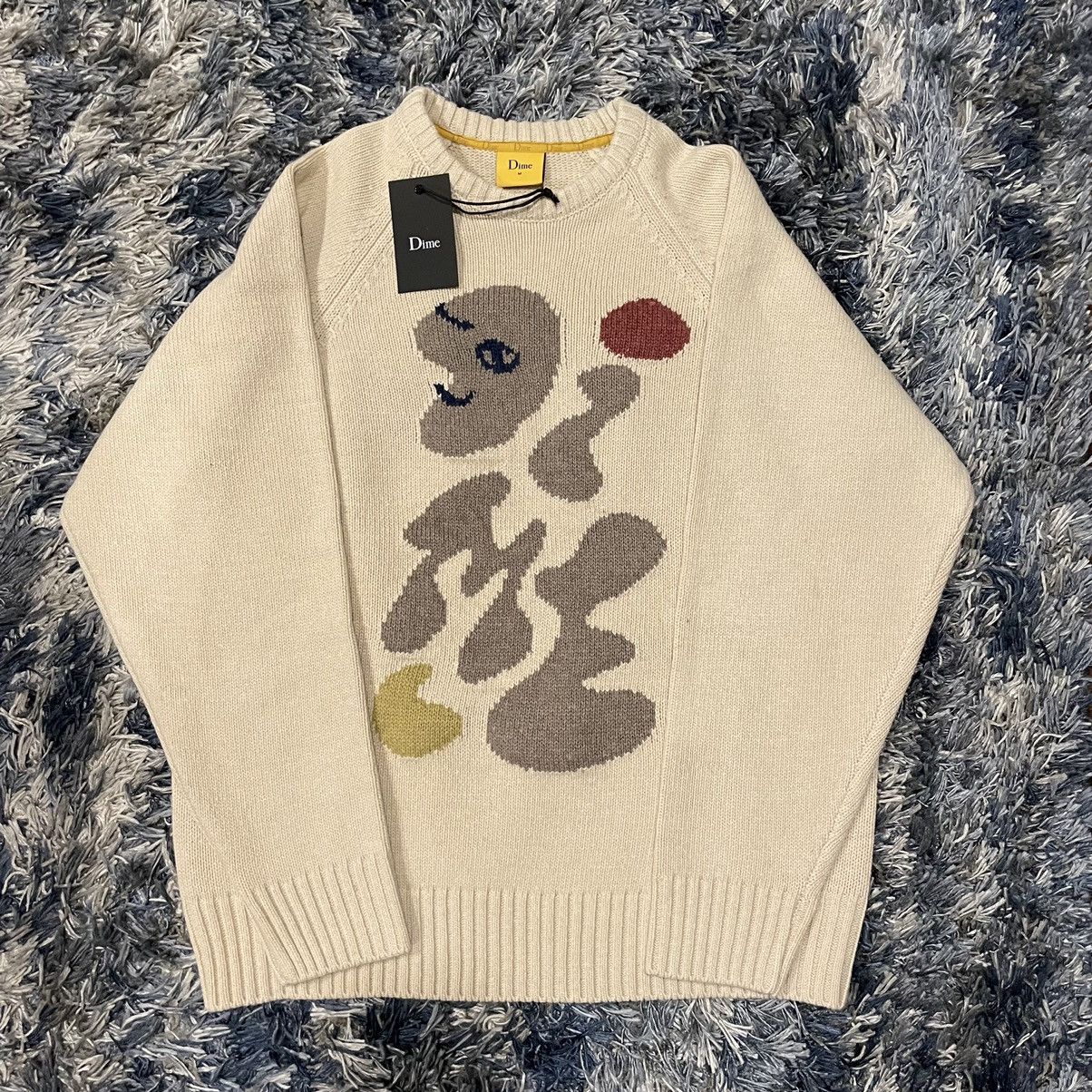 Dime Dime Letterman Knit Sweater Cream • M | Grailed