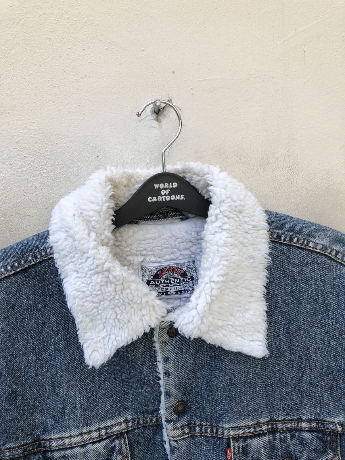 Levi's Vintage 1991 Levi’s Sherpa Faded Blue Denim Trucker Jacket Size US L / EU 52-54 / 3 - 4 Thumbnail
