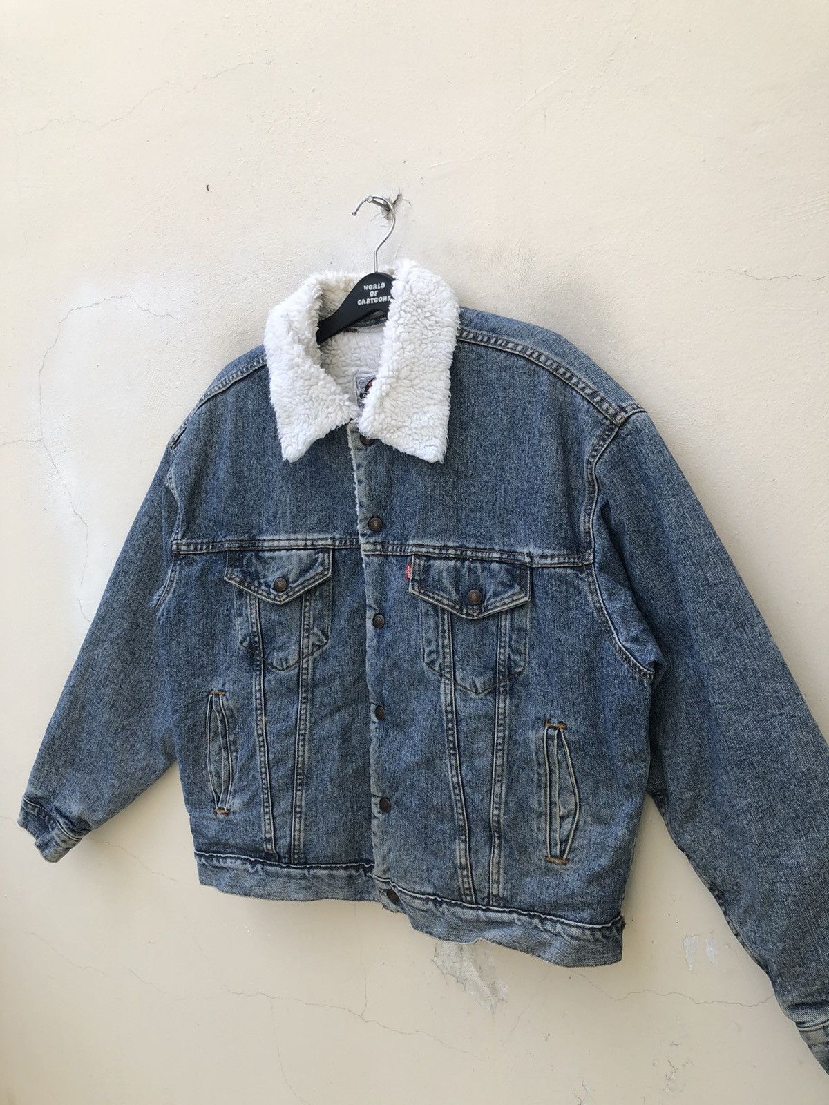 Levi's Vintage 1991 Levi’s Sherpa Faded Blue Denim Trucker Jacket Size US L / EU 52-54 / 3 - 6 Thumbnail