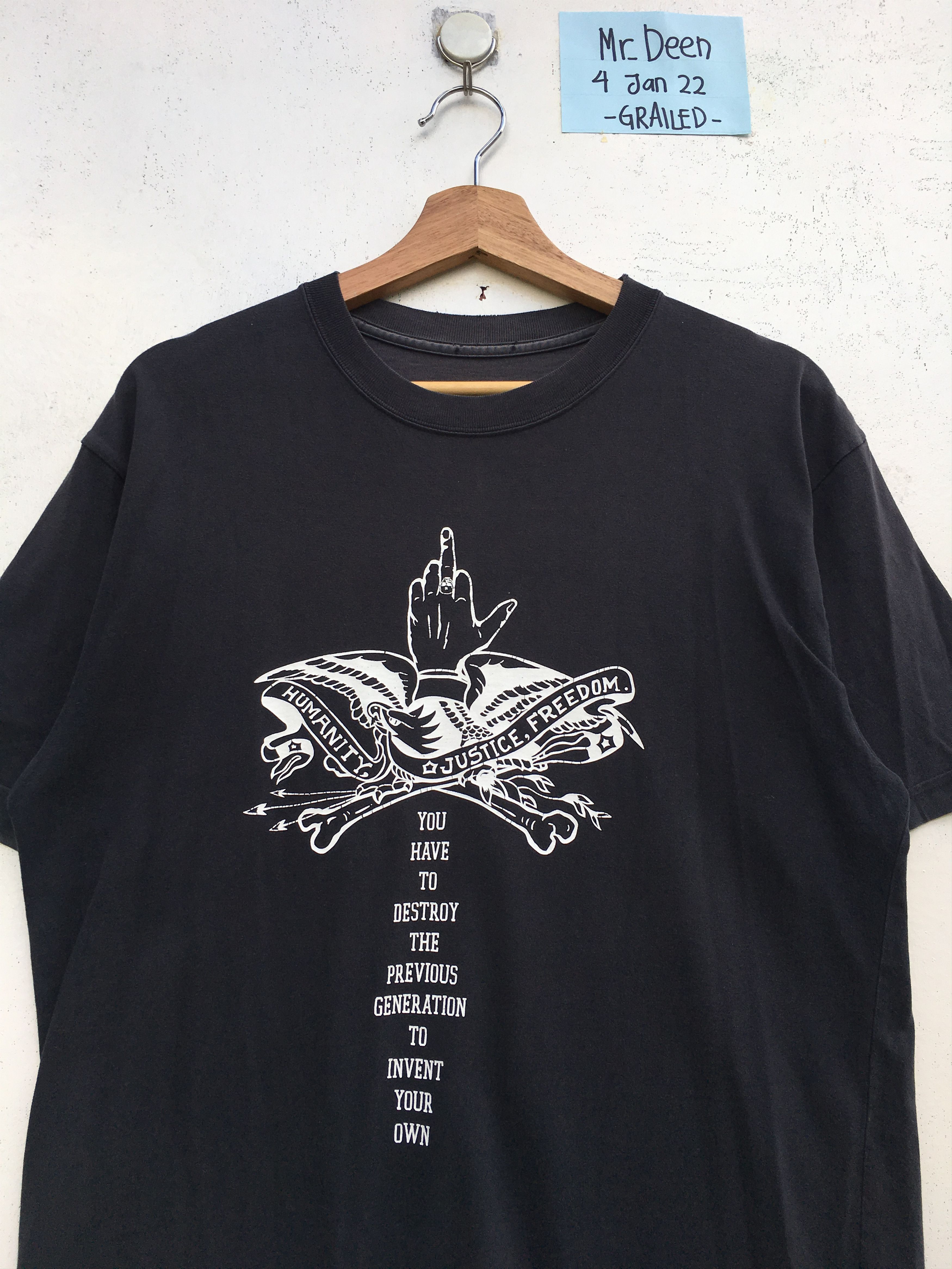 image of Vintage Neighborhood Fight Alone Tshirt in Black, Men's (Size Medium)