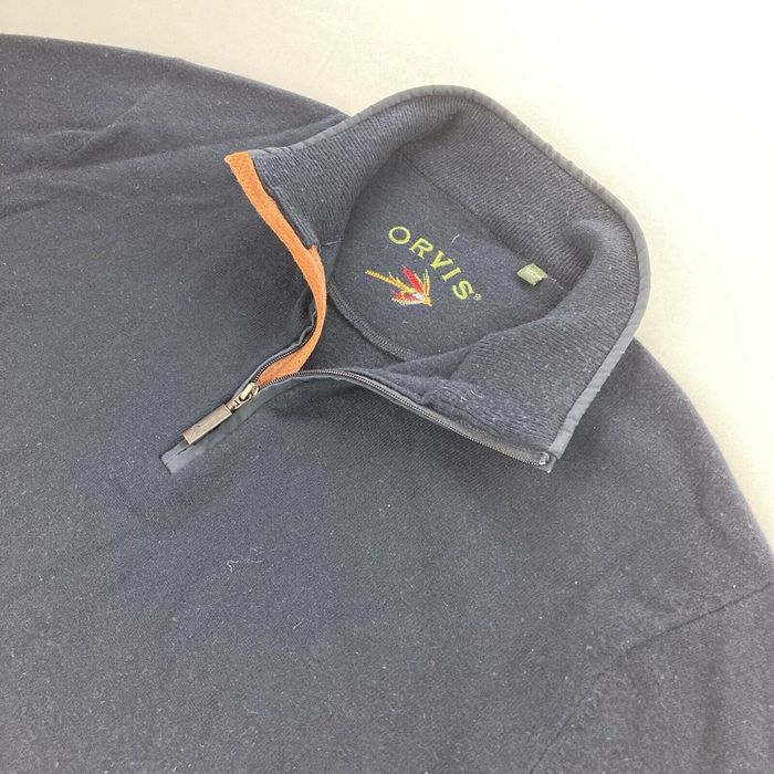 Orvis Orvis Men's Wool/Cashmere 1/4 Zip Elbow Patch Sweater Navy Blue