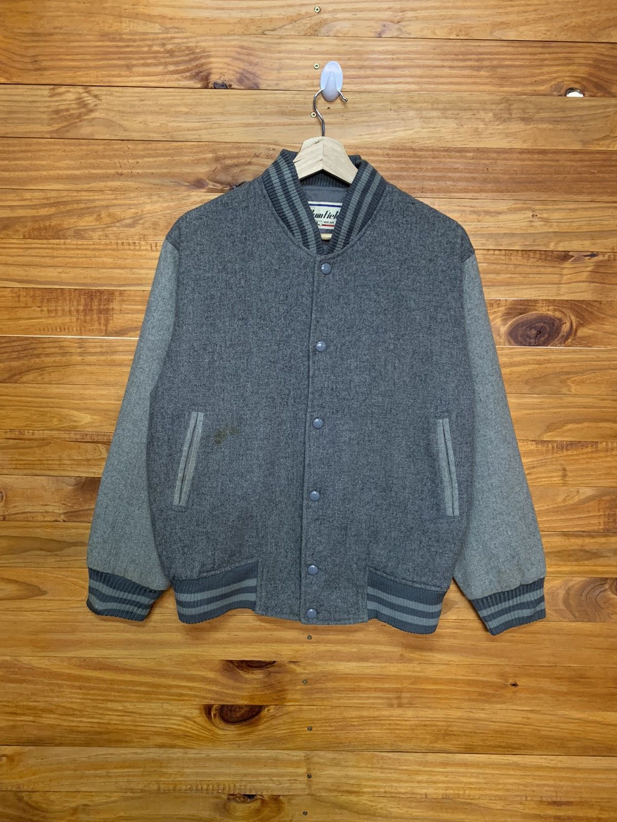 Vintage Plum Field Casual Wear Wool Varsity Jacket