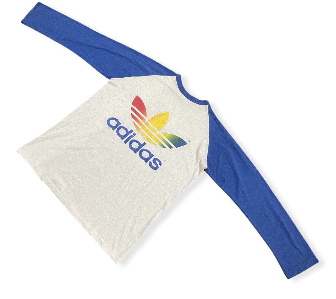 Adidas Rare Vtg 70s Adidas Rainbow Adicolor Trefoil Raglan Jersey Size US M / EU 48-50 / 2 - 2 Thumbnail