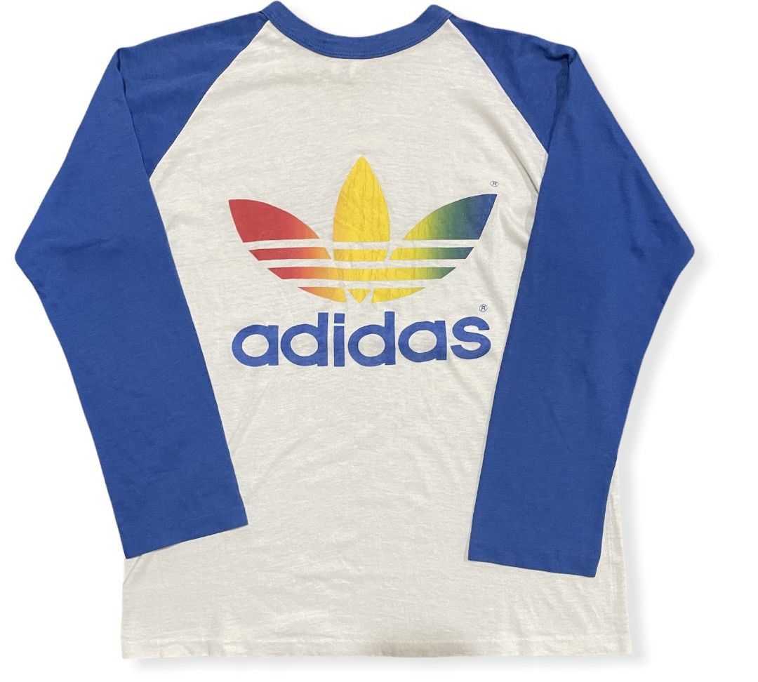 Adidas Rare Vtg 70s Adidas Rainbow Adicolor Trefoil Raglan Jersey Size US M / EU 48-50 / 2 - 8 Thumbnail