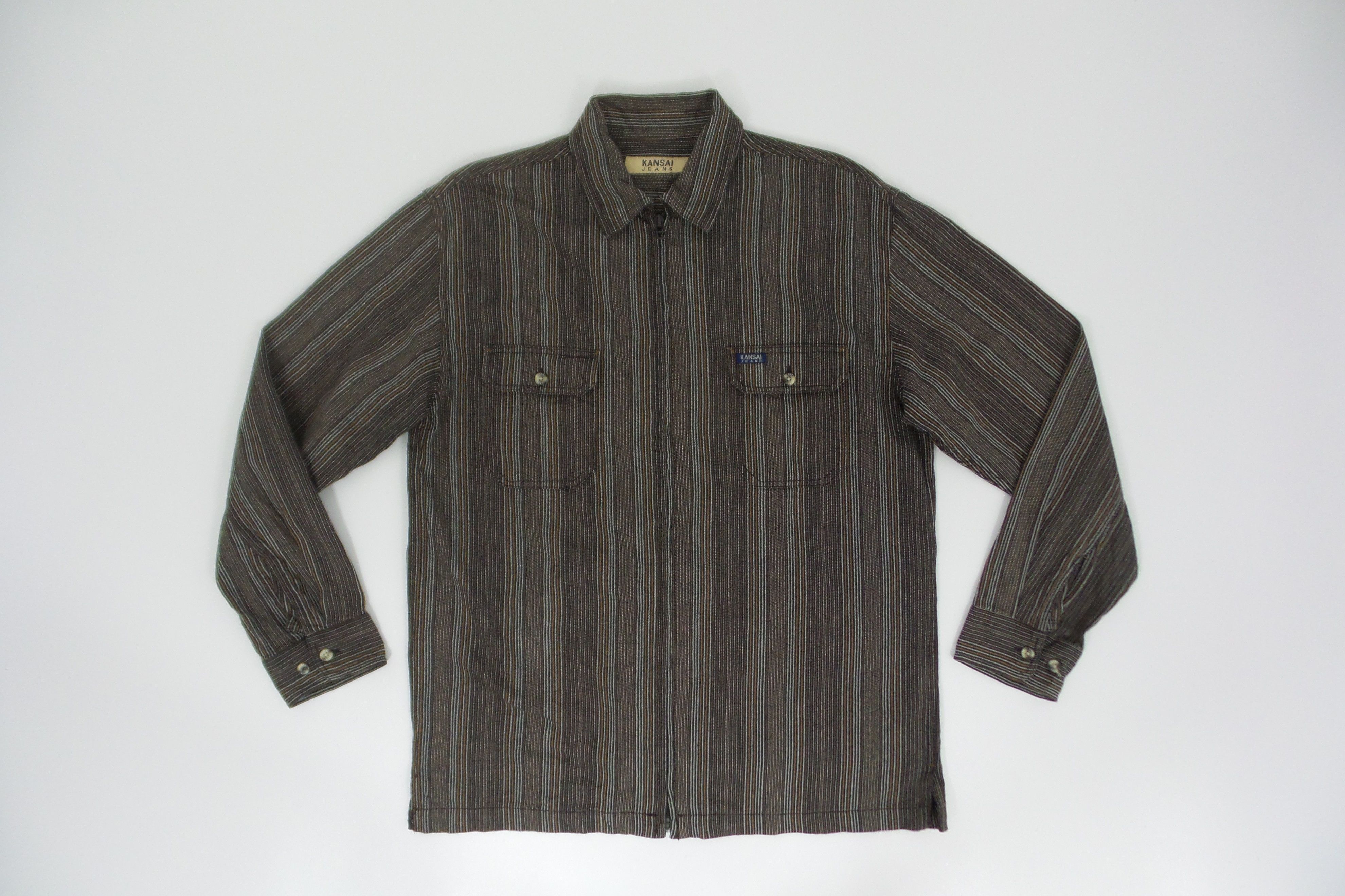 Japanese Brand × Kansai Yamamoto Kansai Jeans Double Pockets Stripes Jackets Size US M / EU 48-50 / 2 - 1 Thumbnail