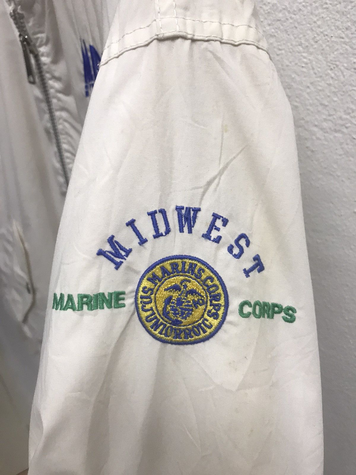 Vintage VINTAGE BOMBER JACKET NAVY FORCE UNIT WHITE Size US L / EU 52-54 / 3 - 10 Thumbnail