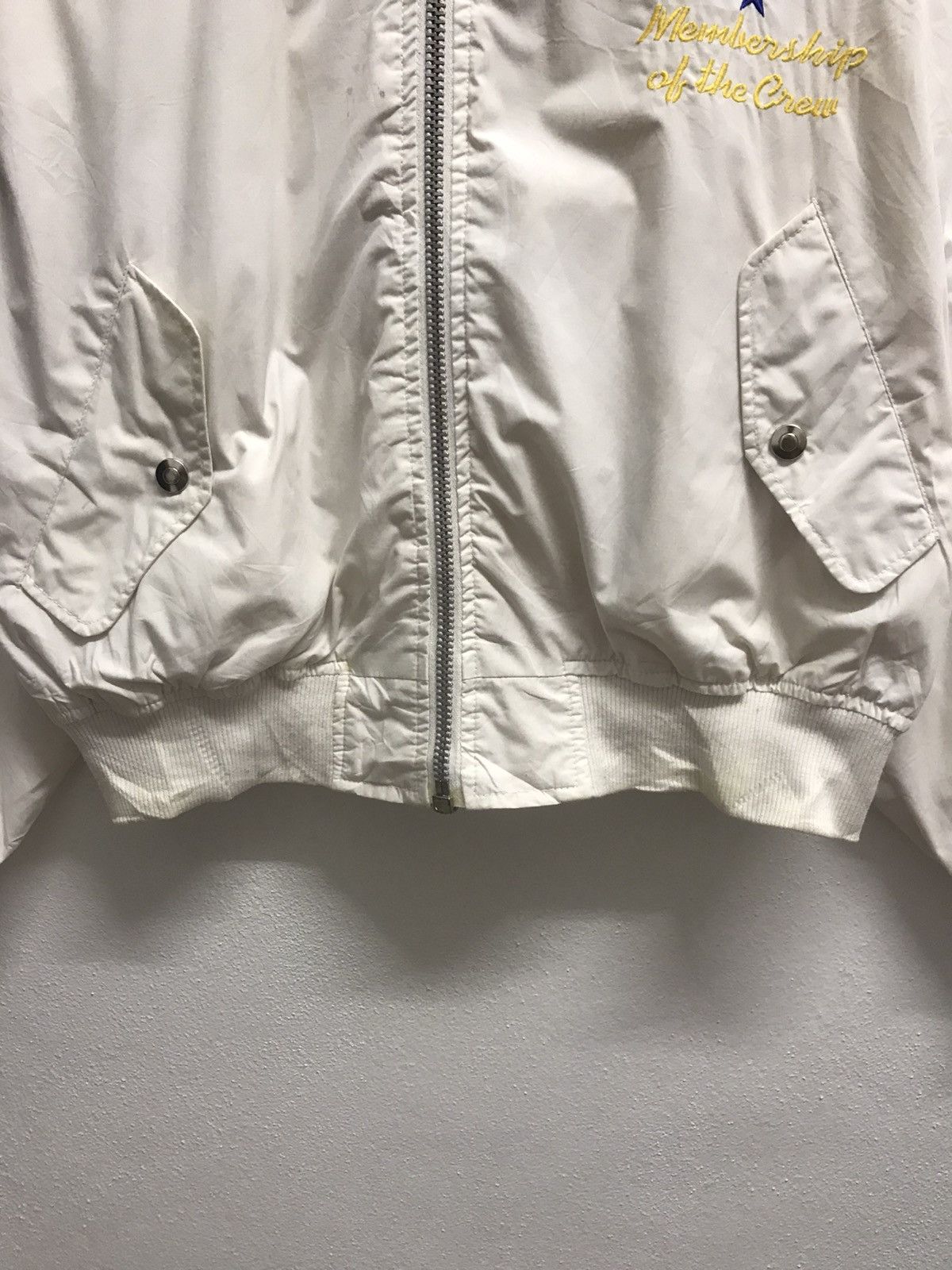 Vintage VINTAGE BOMBER JACKET NAVY FORCE UNIT WHITE Size US L / EU 52-54 / 3 - 7 Thumbnail