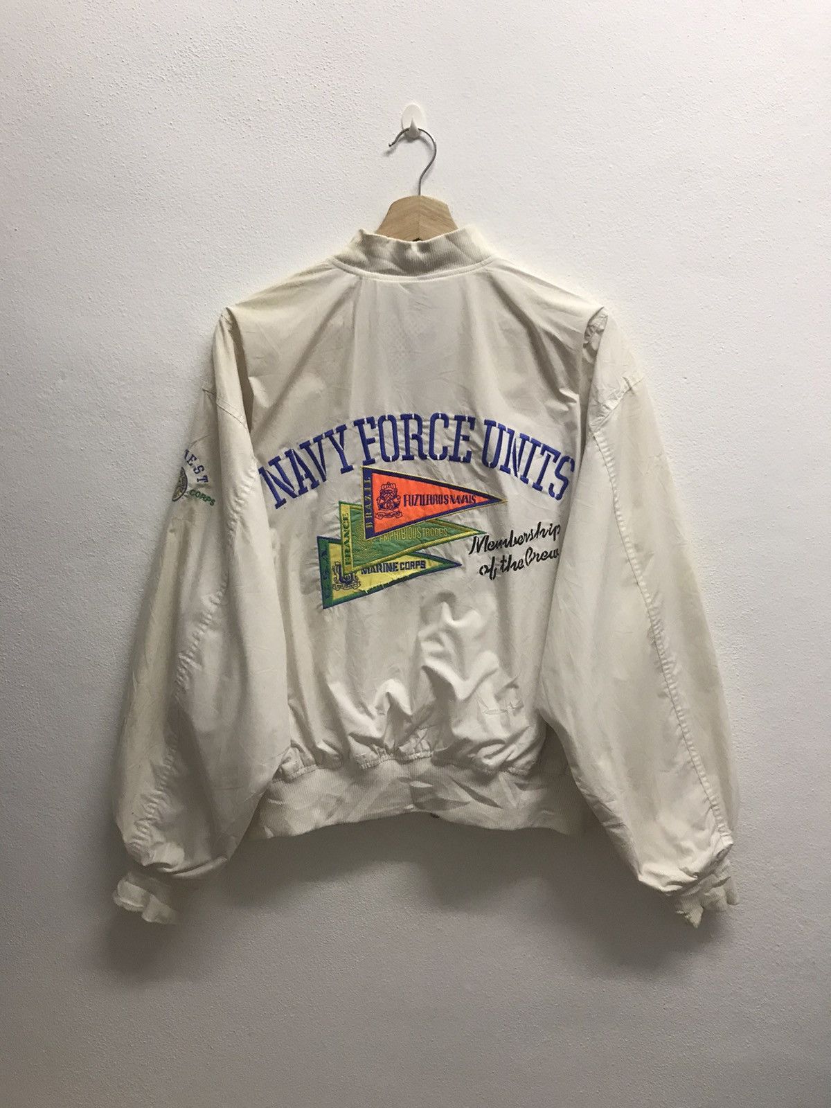 Vintage VINTAGE BOMBER JACKET NAVY FORCE UNIT WHITE Size US L / EU 52-54 / 3 - 2 Thumbnail