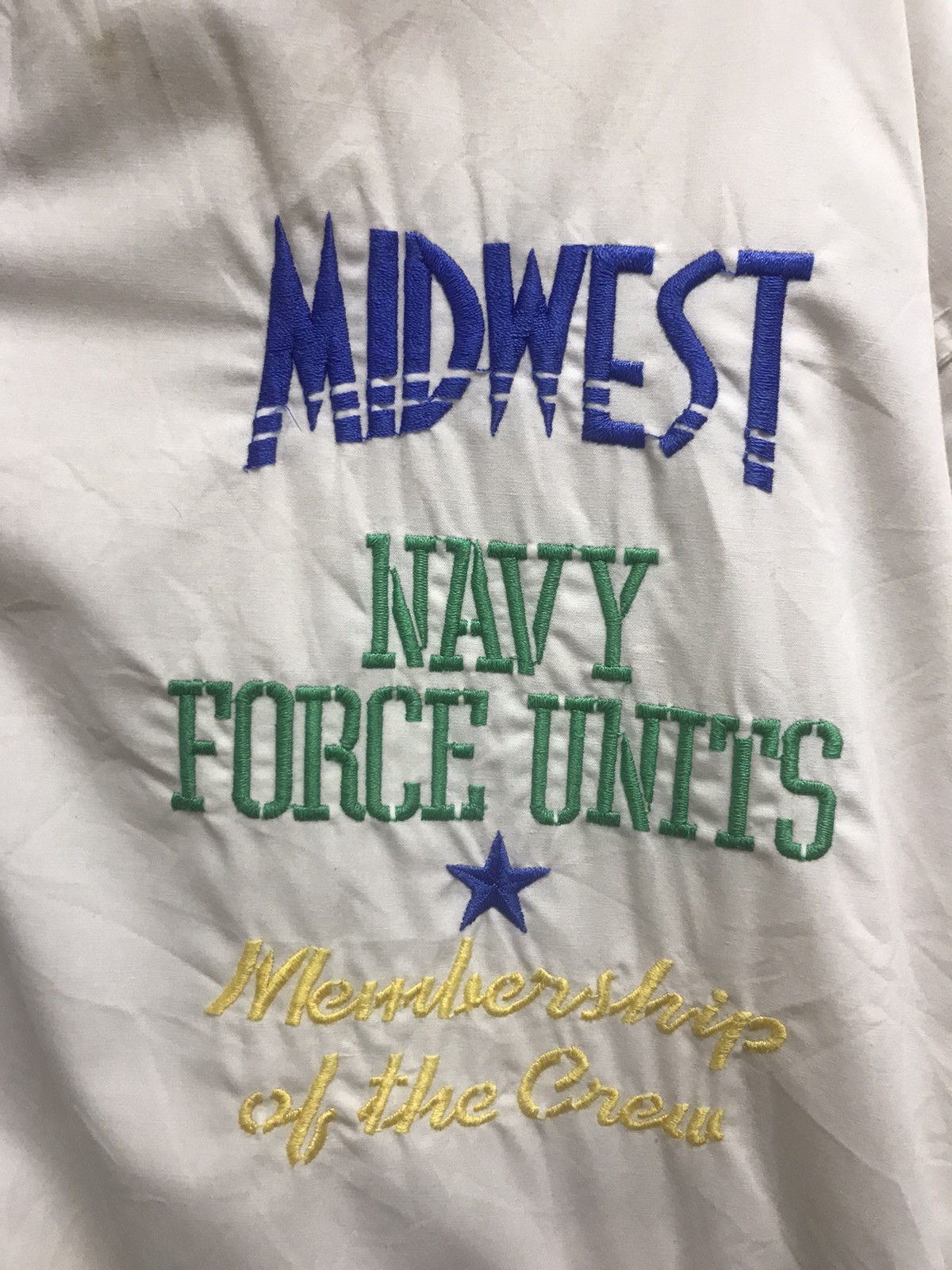 Vintage VINTAGE BOMBER JACKET NAVY FORCE UNIT WHITE Size US L / EU 52-54 / 3 - 8 Thumbnail