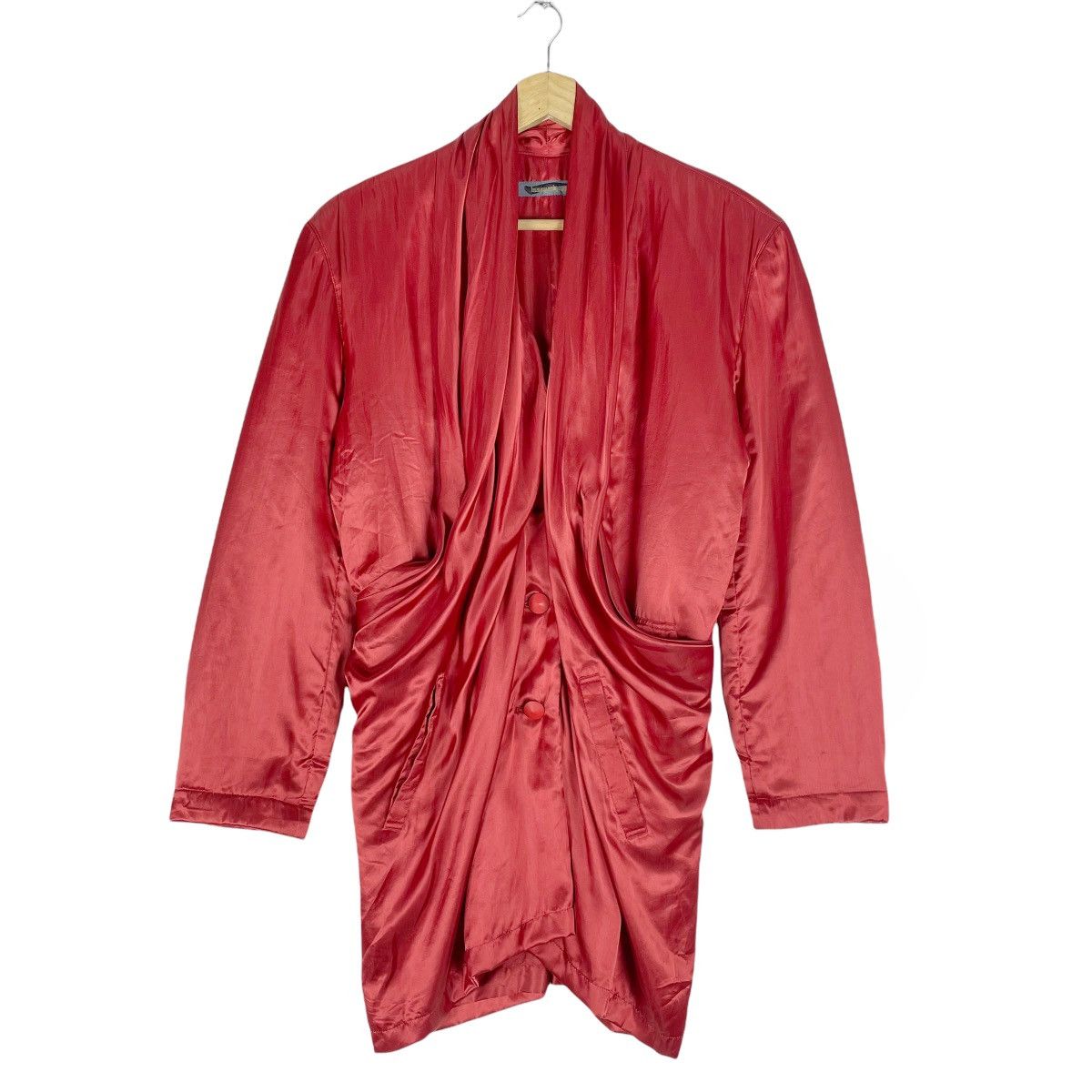 Issey Miyake × Vintage 🔥80s ISSEY MIYAKE Satin Spiral Button Jacket Size M / US 6-8 / IT 42-44 - 3 Thumbnail