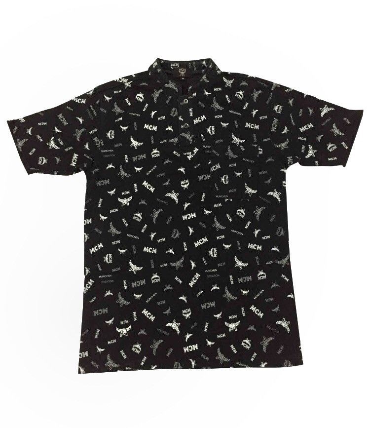 image of MCM Luxury Monogram Hype Turtle Neck Tees in Black, Men's (Size Medium)