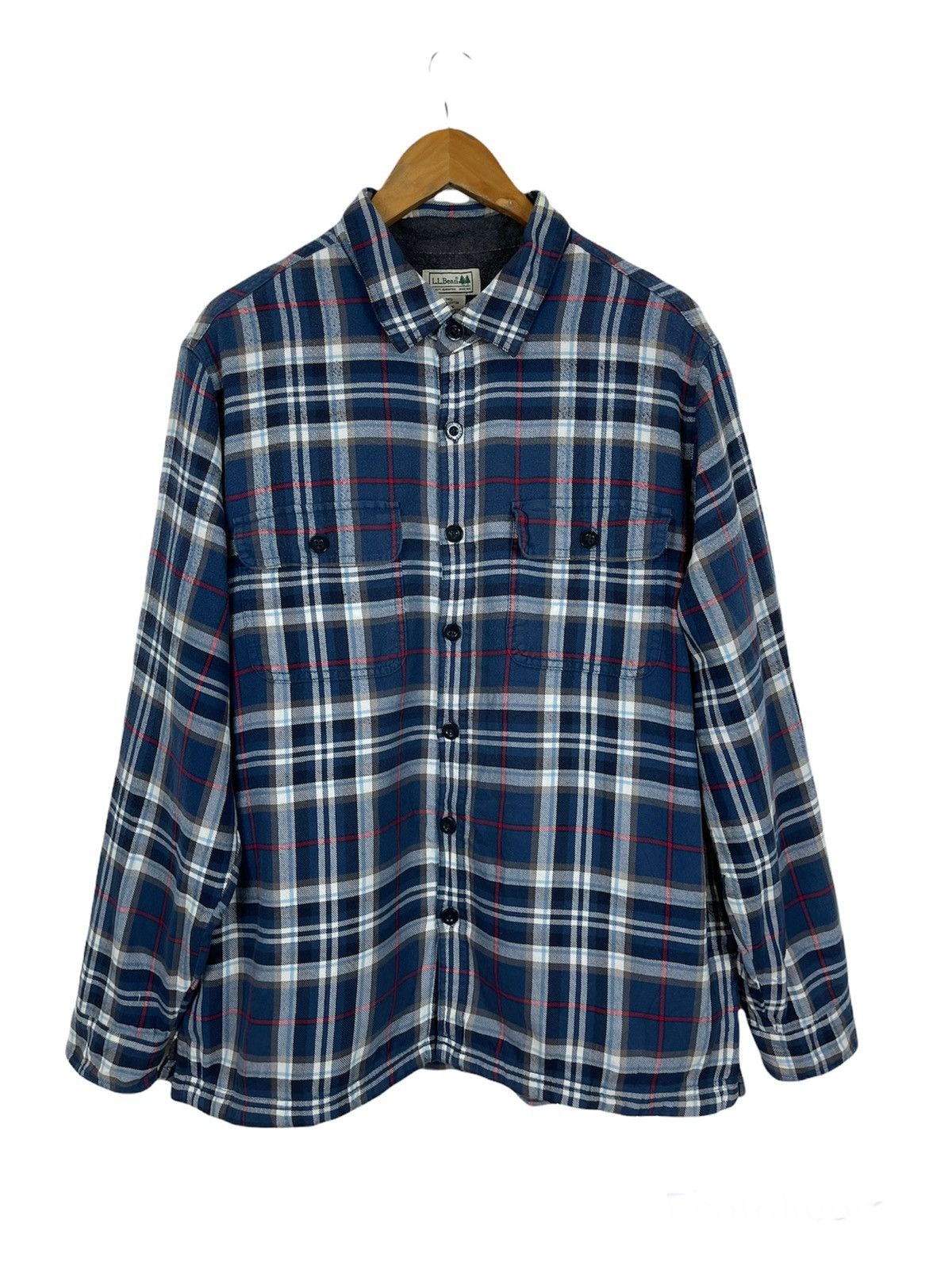 L.L. Bean × Vintage Vintage LL BEAN Glen Plaid Tartan Shirt Inner Fleece Size US XL / EU 56 / 4 - 1 Thumbnail