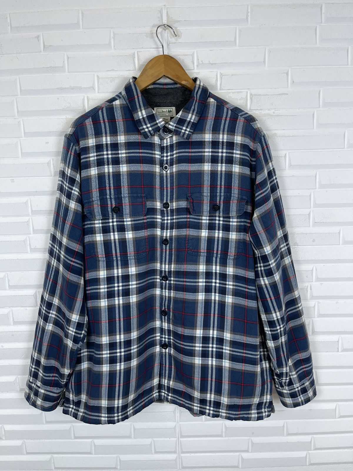 L.L. Bean × Vintage Vintage LL BEAN Glen Plaid Tartan Shirt Inner Fleece Size US XL / EU 56 / 4 - 5 Thumbnail
