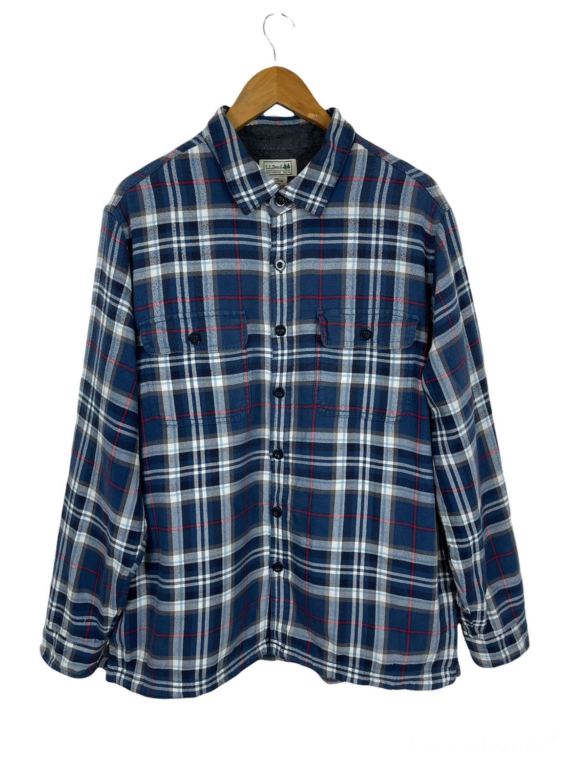 L.L. Bean × Vintage Vintage LL BEAN Glen Plaid Tartan Shirt Inner Fleece Size US XL / EU 56 / 4 - 2 Thumbnail