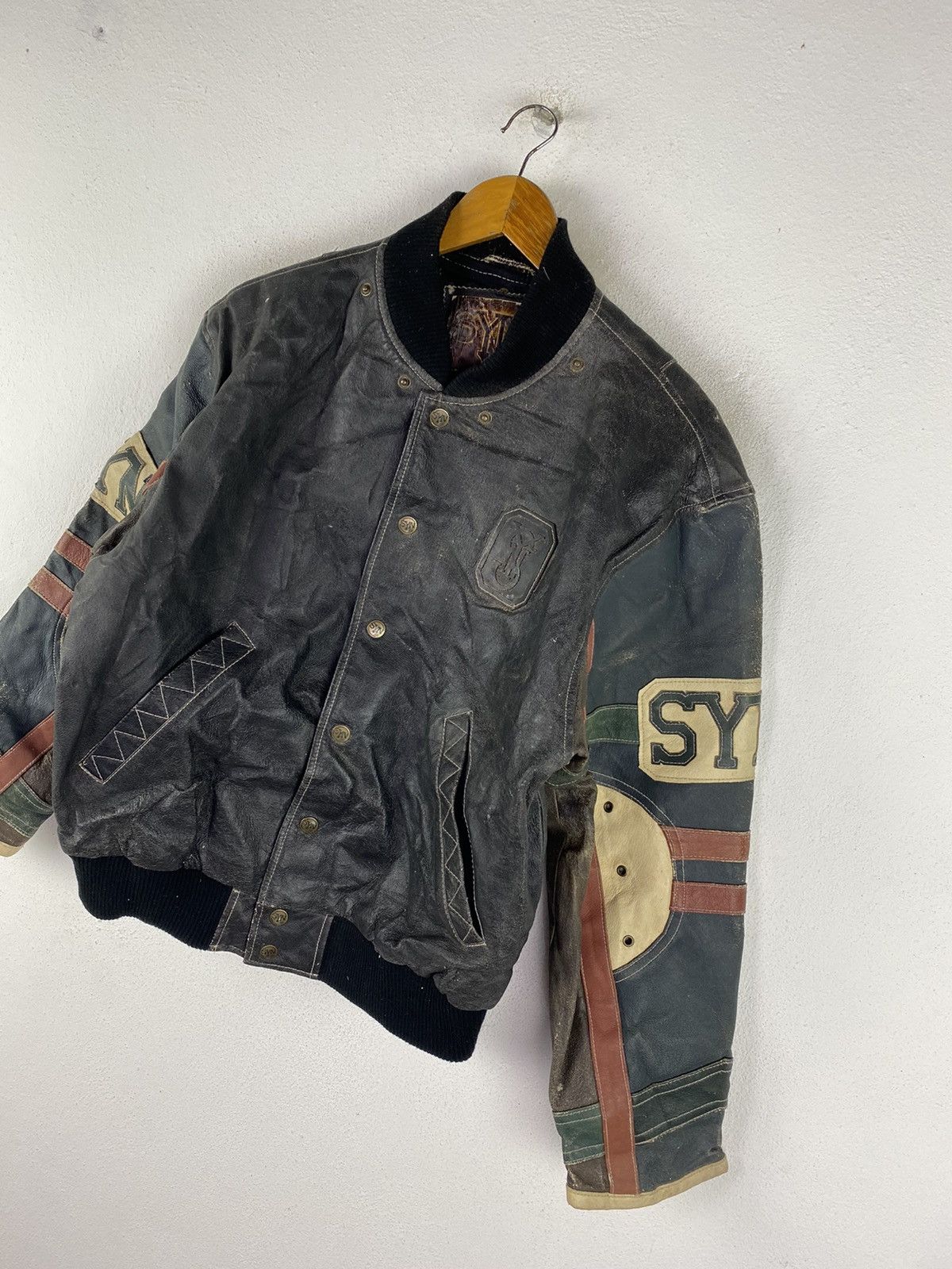 Genuine Leather Vintage SNY Jeans Leather Varsity Jacket Timeless Streetwear Size US M / EU 48-50 / 2 - 5 Thumbnail