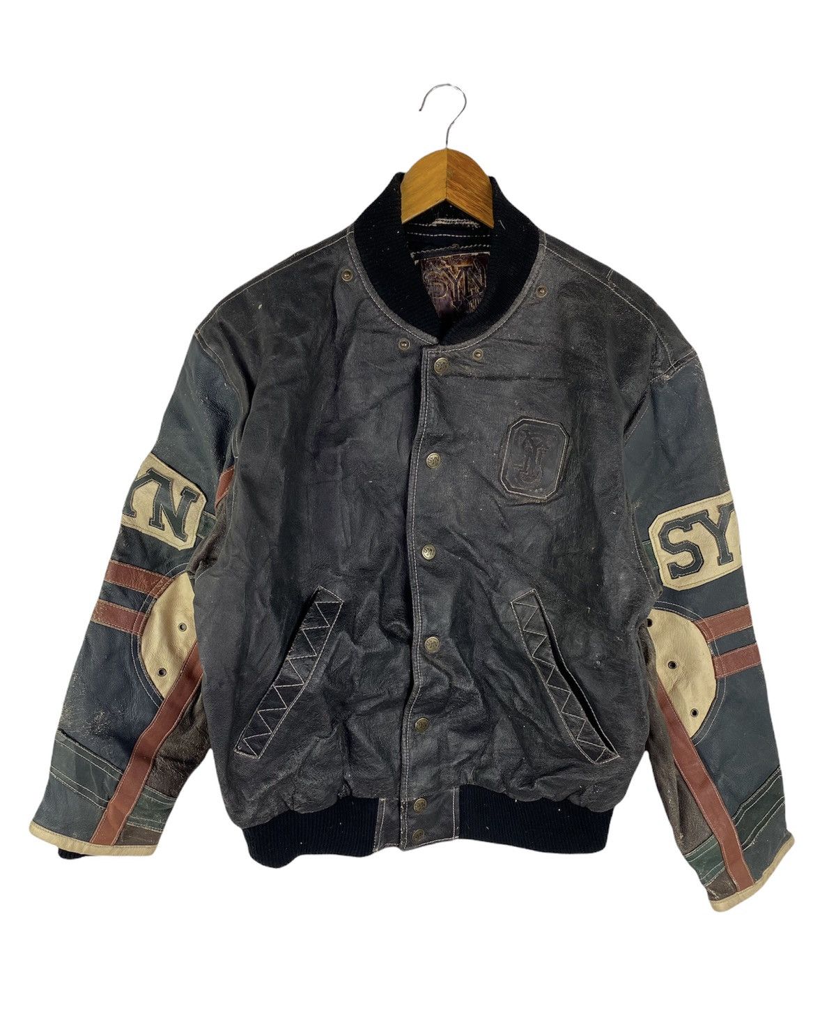 Genuine Leather Vintage SNY Jeans Leather Varsity Jacket Timeless Streetwear Size US M / EU 48-50 / 2 - 1 Thumbnail