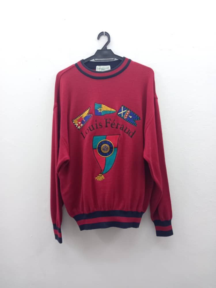 Vintage LOUIS FERAUD Paris Big Logo Embroidered Crewneck 