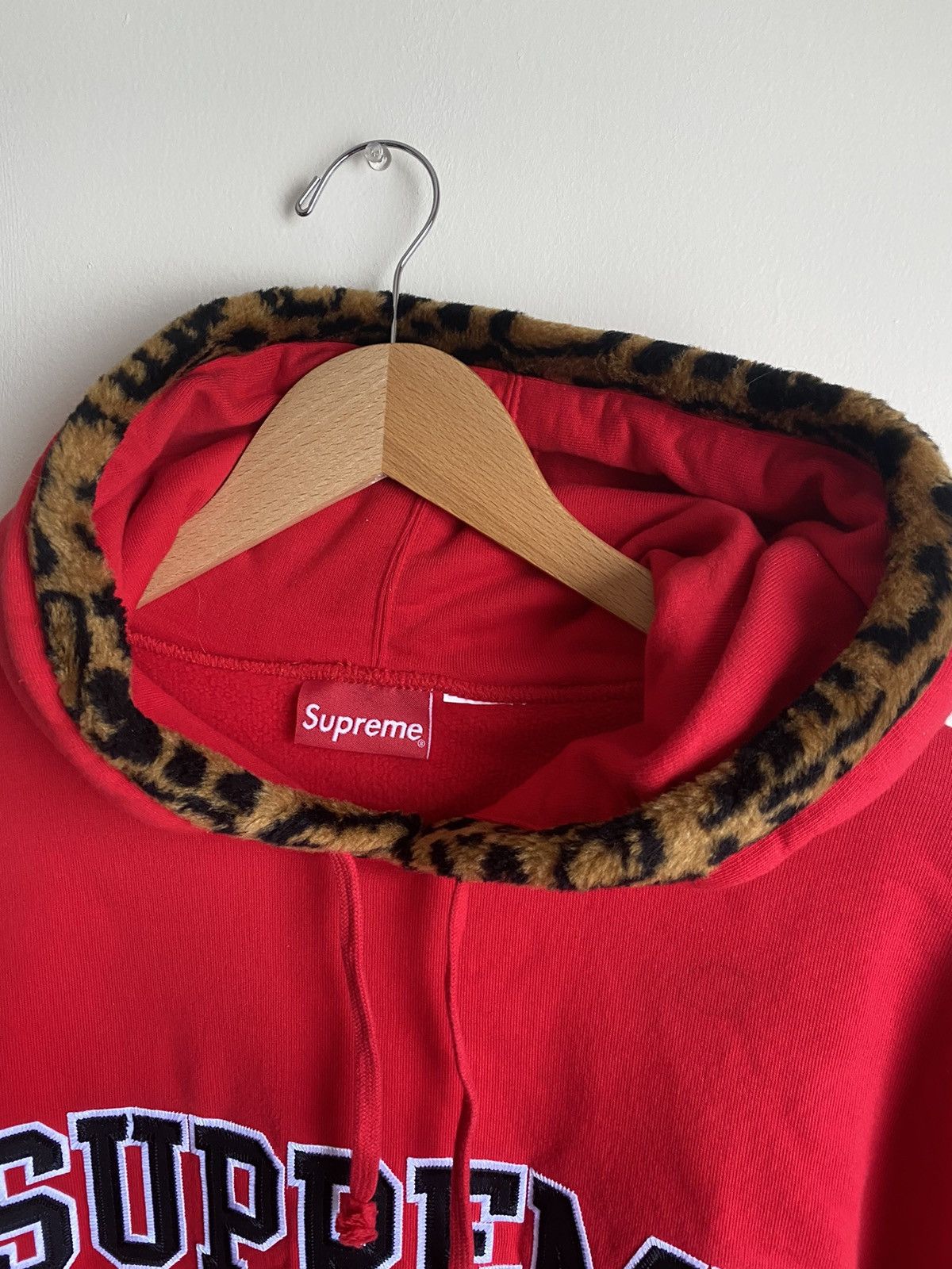 Supreme Leopard Trim Hooded Sweatshirt Grailed