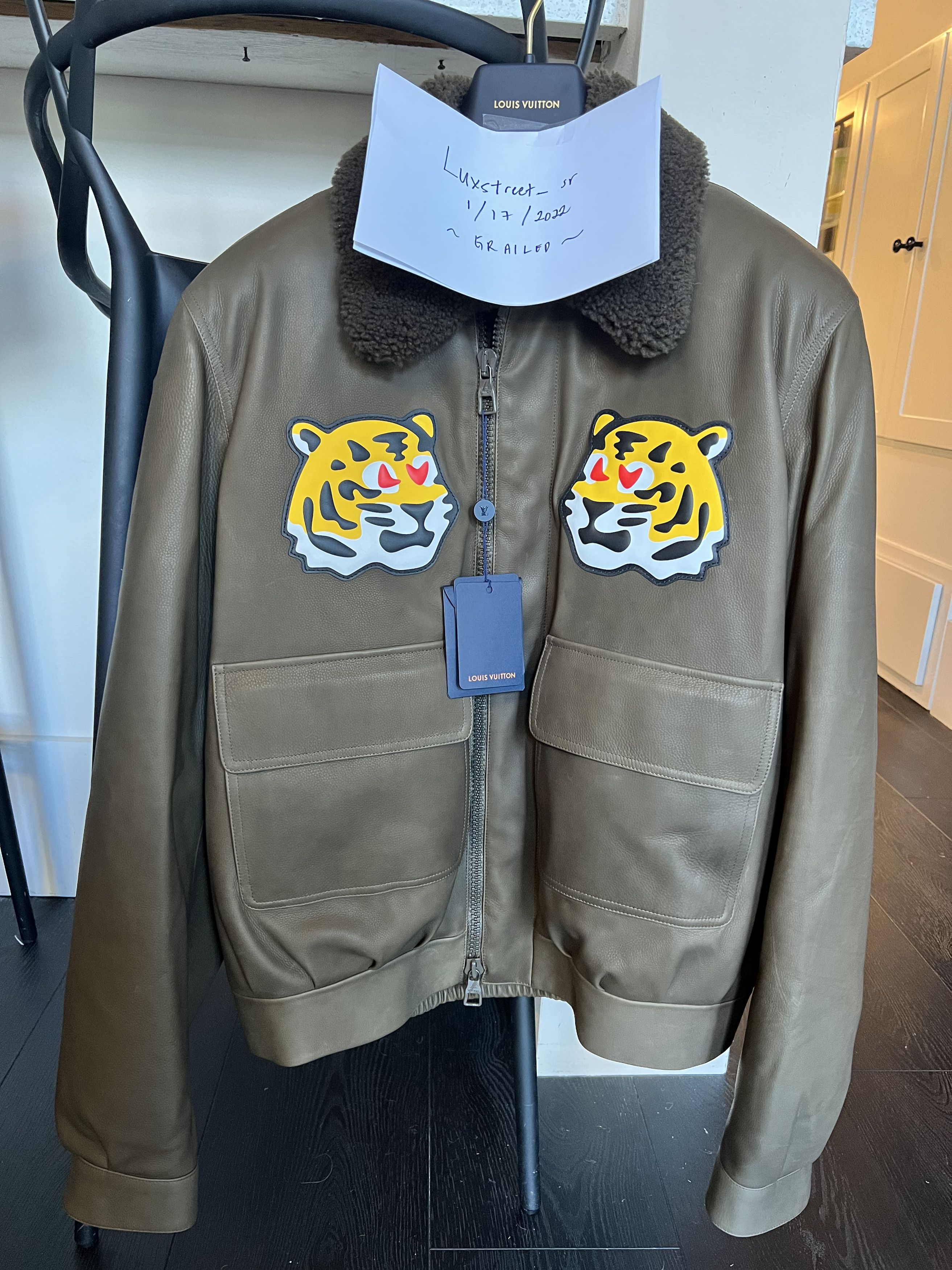 Louis Vuitton x NIGO leather jacket with tiger patches