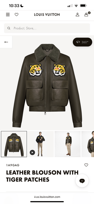 Louis Vuitton x Nigo Leather Blouson with Tiger Patches Jacket Dark Khaki  Men's - FW21 - US