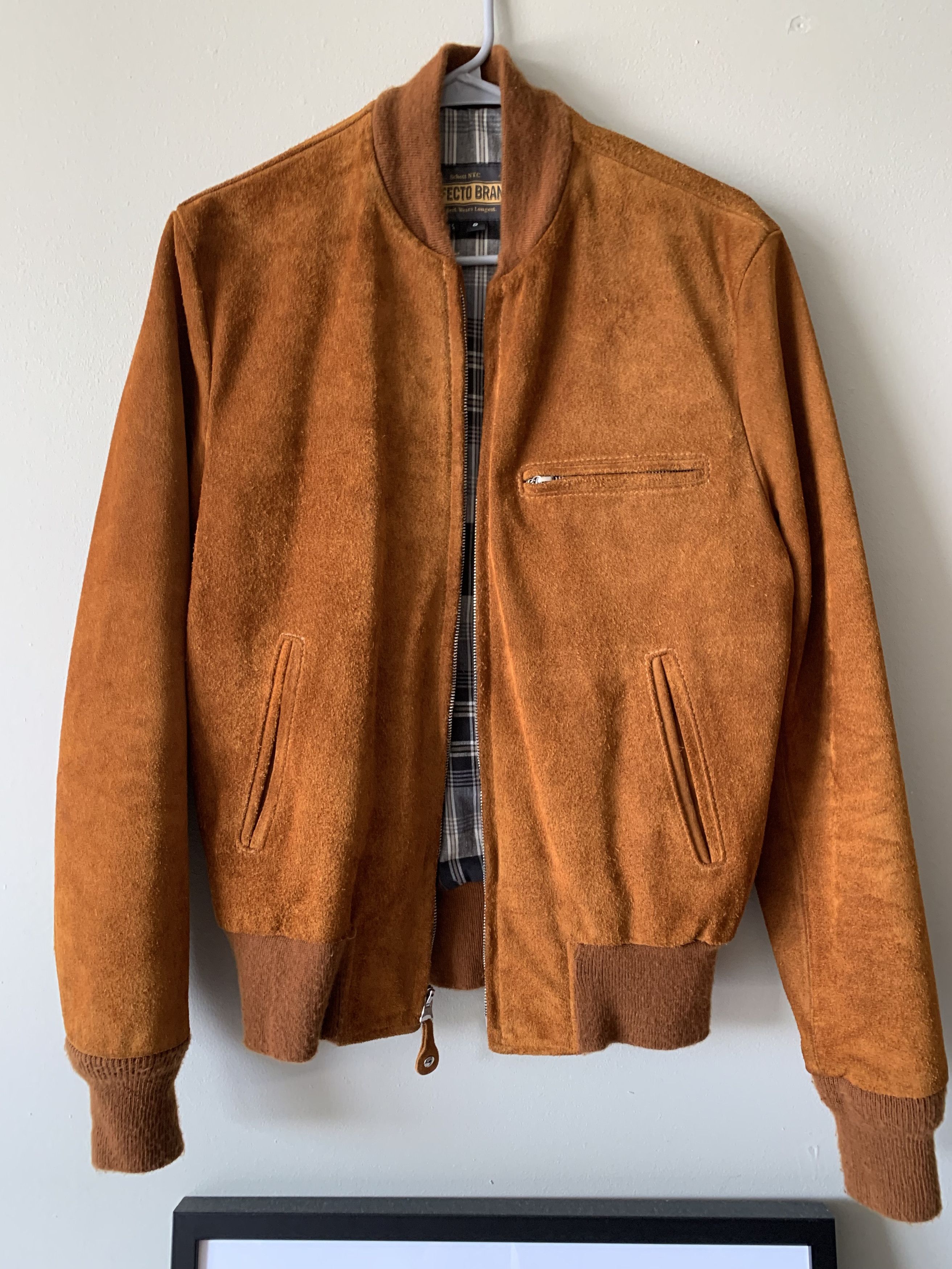 Image of Schott Suede Bomber in Brown, Men's (Size Small)