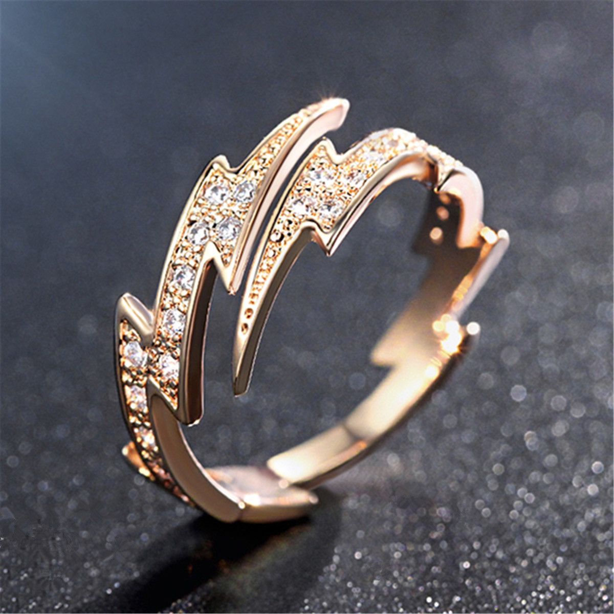 Other 14K Rose Gold Plated Adjustable Lightning Ring for Women Size ONE SIZE - 1 Thumbnail