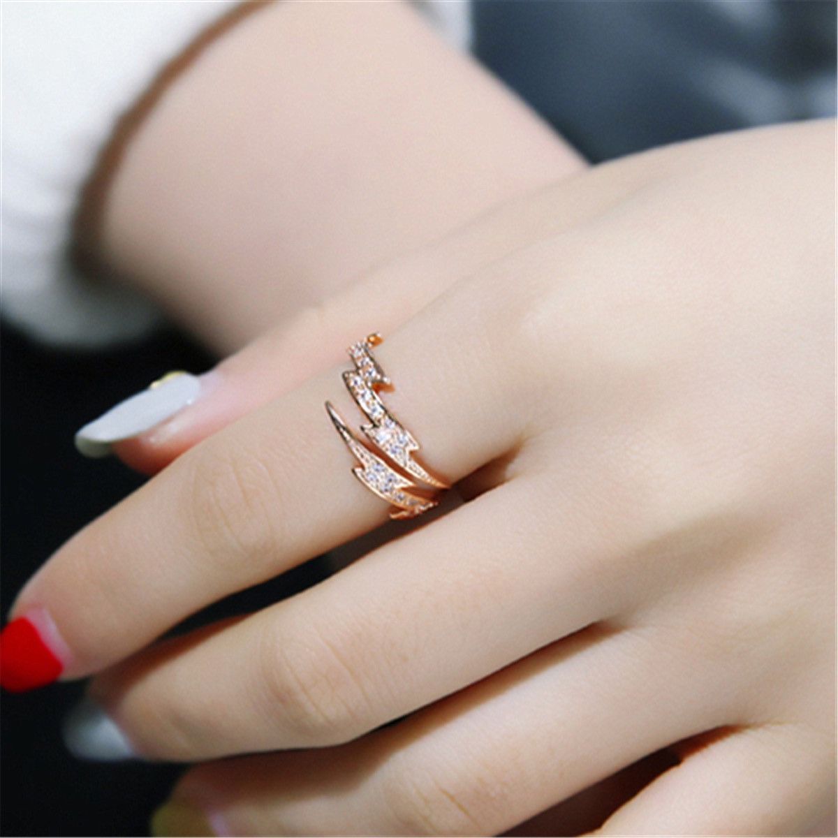 Other 14K Rose Gold Plated Adjustable Lightning Ring for Women Size ONE SIZE - 4 Thumbnail