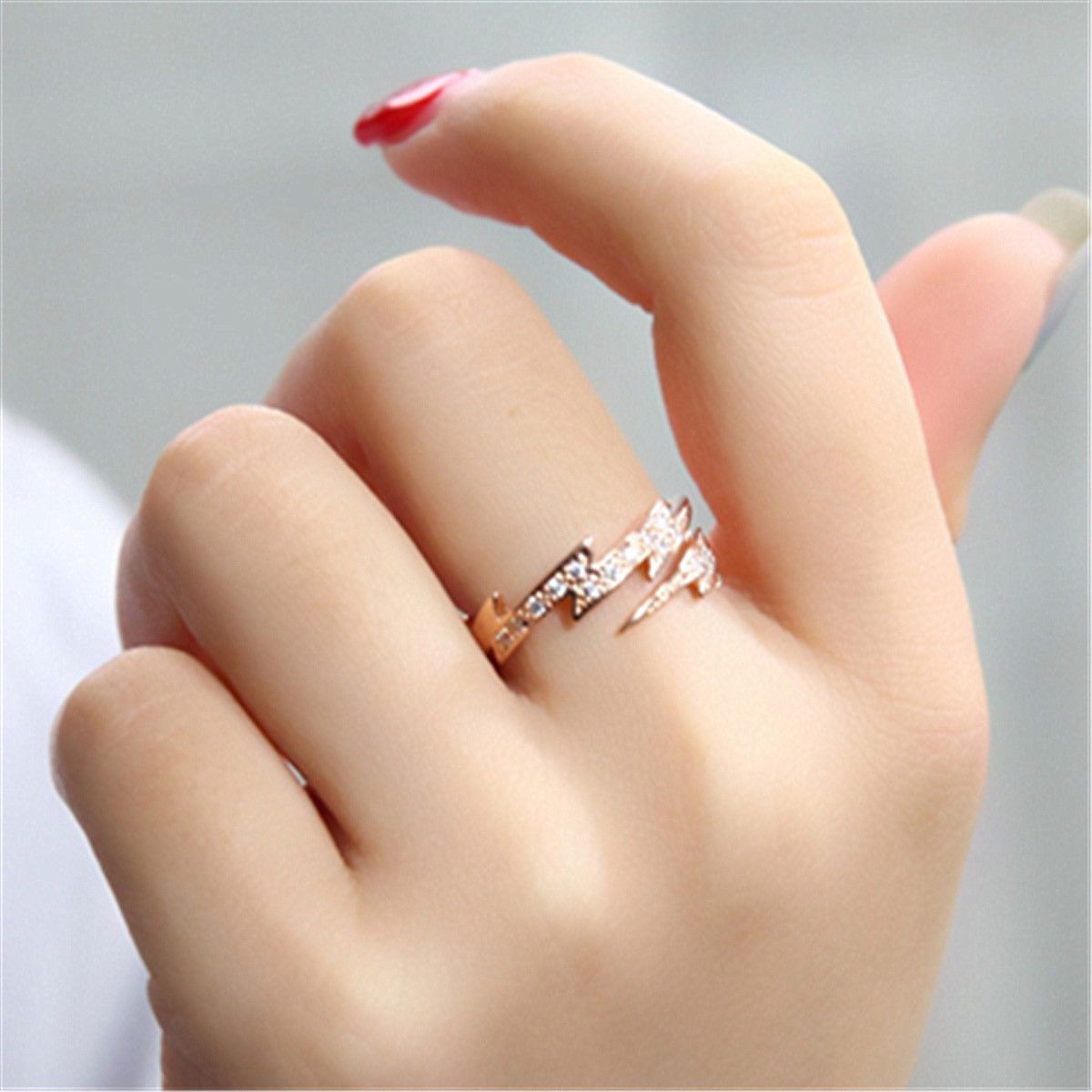 Other 14K Rose Gold Plated Adjustable Lightning Ring for Women Size ONE SIZE - 3 Thumbnail