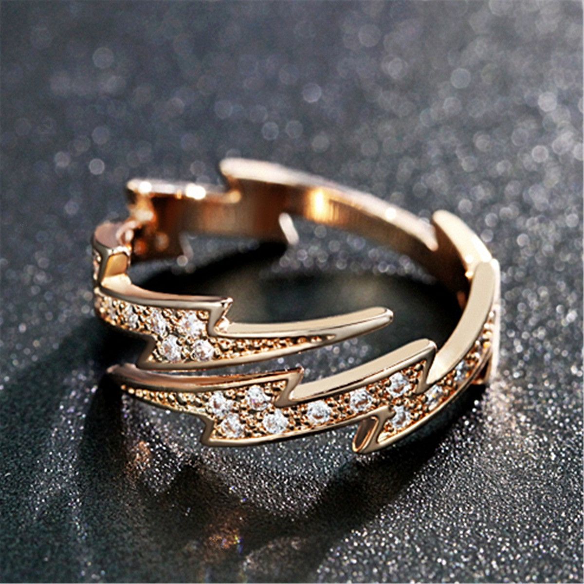 Other 14K Rose Gold Plated Adjustable Lightning Ring for Women Size ONE SIZE - 2 Thumbnail