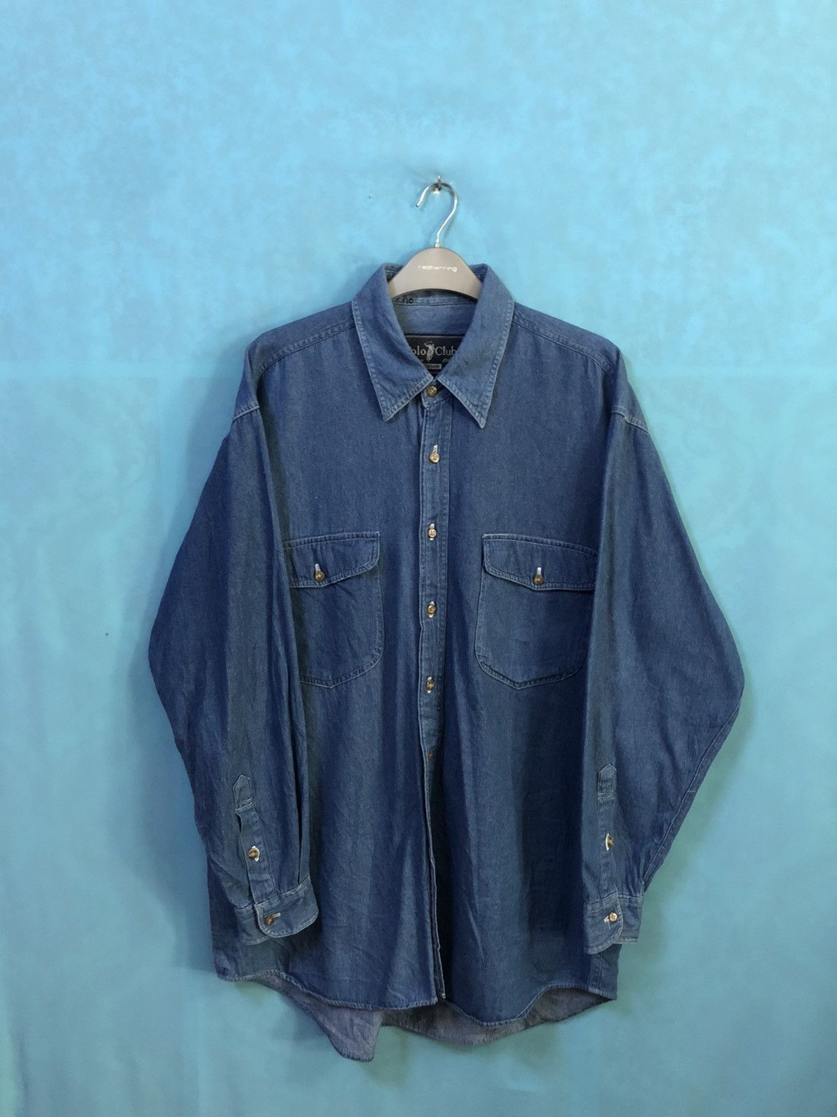 Beverly Hills Polo Club denim shirt embroidery #A5 Size US M / EU 48-50 / 2 - 4 Thumbnail