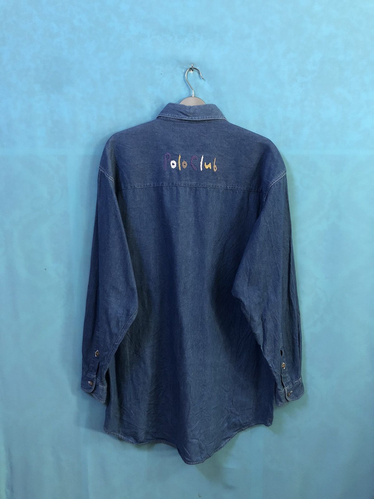 Beverly Hills Polo Club denim shirt embroidery #A5 Size US M / EU 48-50 / 2 - 2 Thumbnail