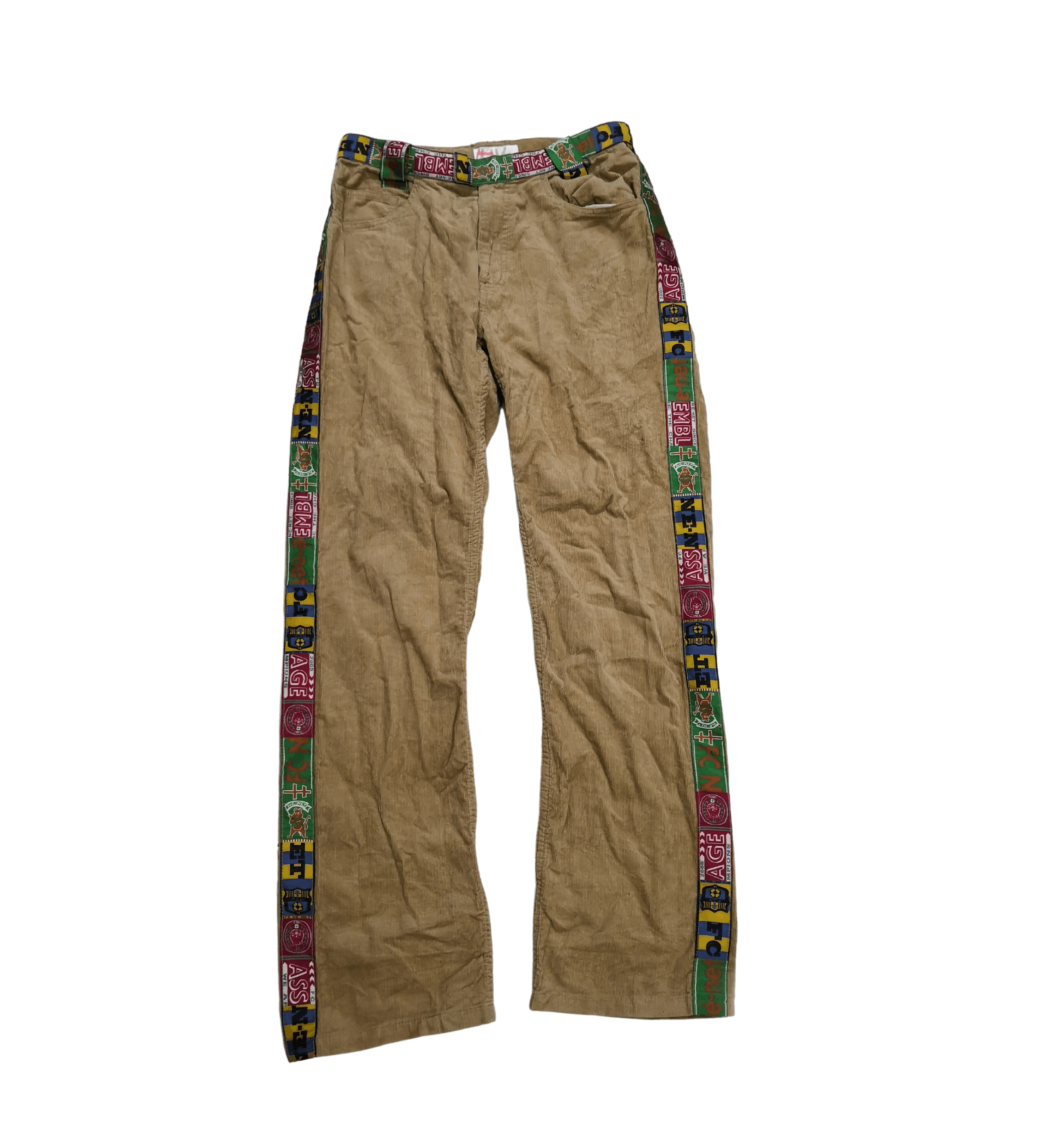 image of Issey Miyake x Ne Net Ne-Net Side Tape Multicolor Corduroy Pants in Brown, Men's (Size 29)