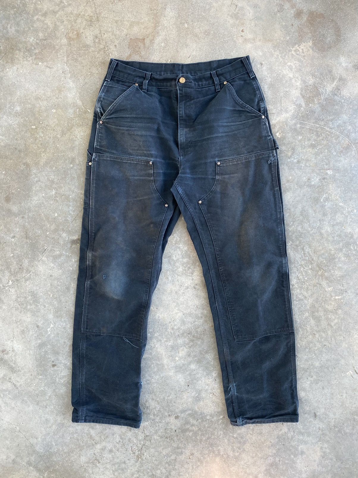 image of Carhartt Black Double Ruck Knee Denim Jeans Sz. 34 Work, Men's